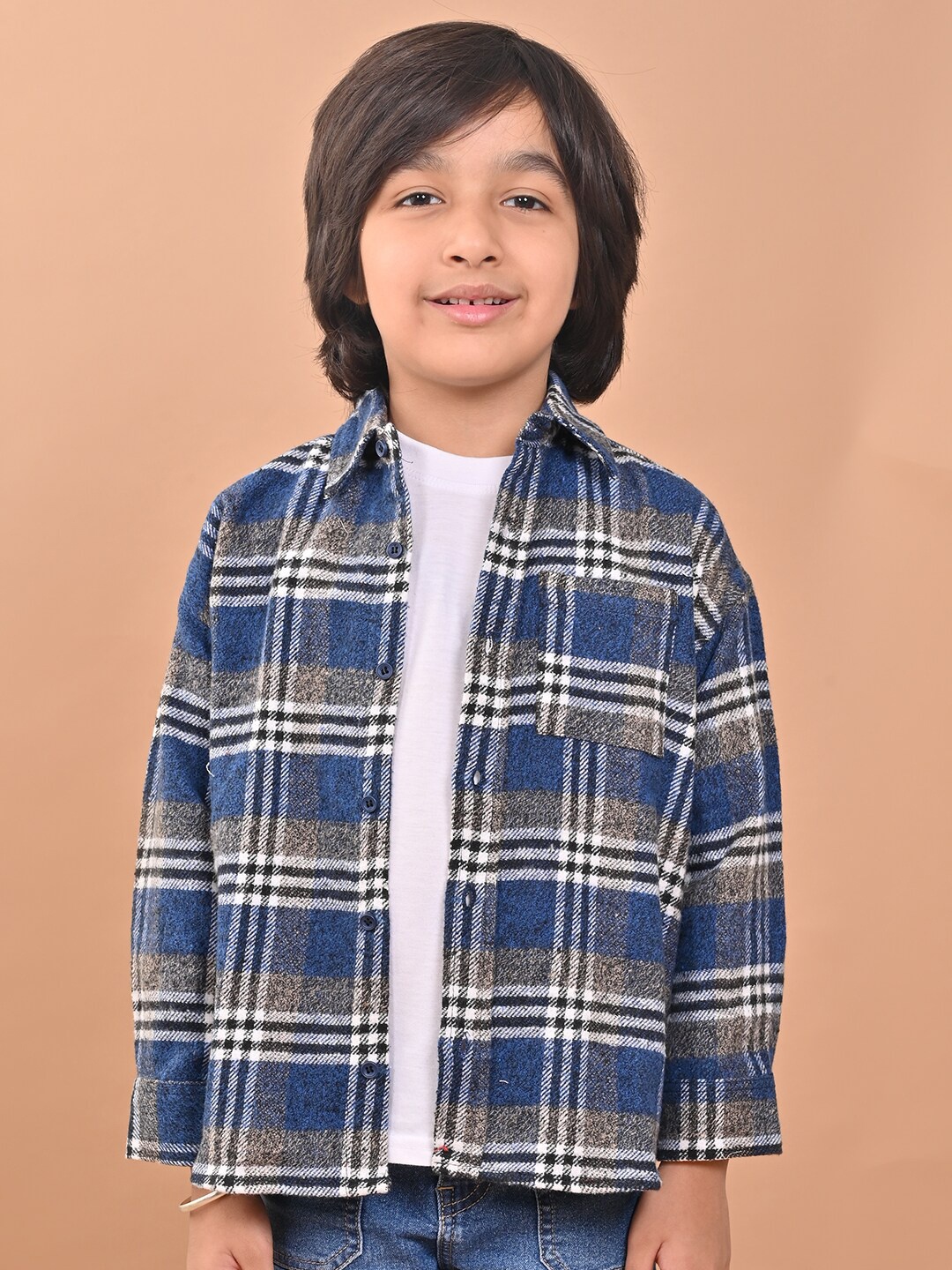 

CHIMPAAANZEE Boys Relaxed Tartan Checks Casual Shirt, Blue