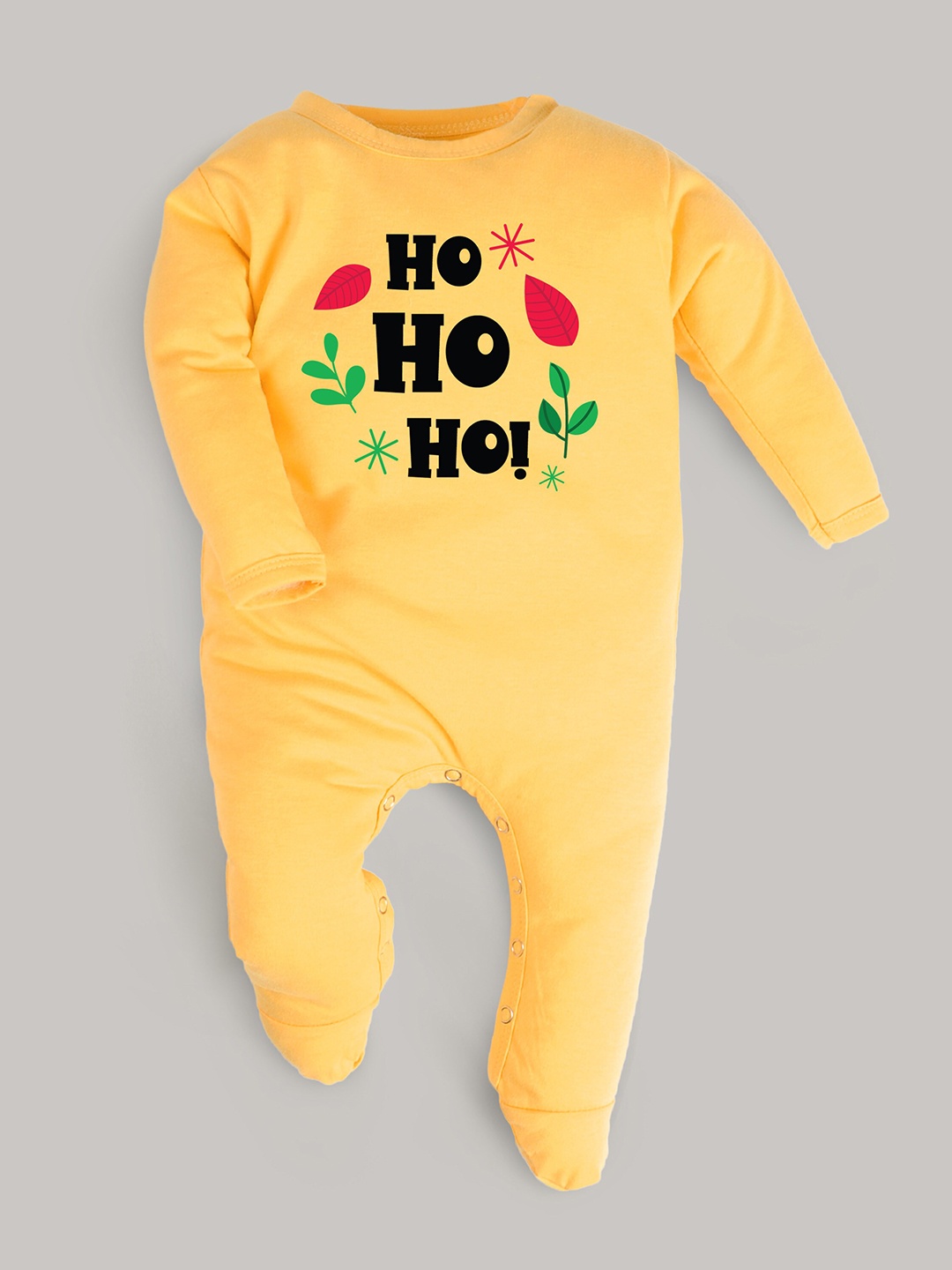 

FFLIRTYGO Infant Kids Typography Printed Cotton Sleepsuit, Yellow