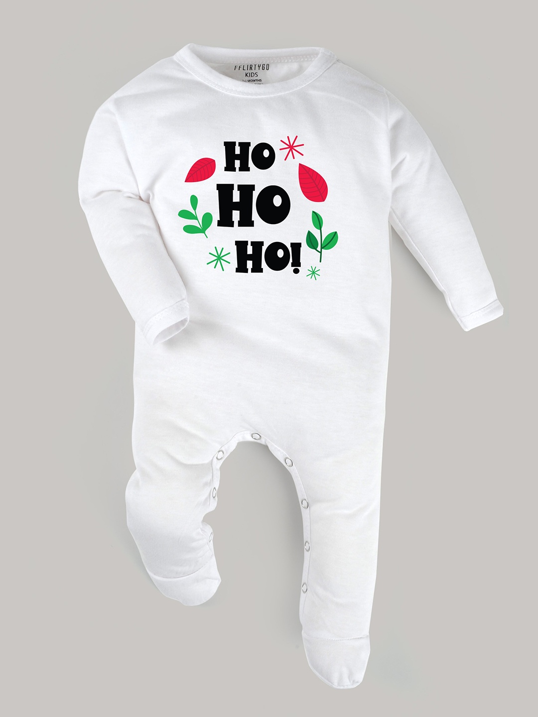 

FFLIRTYGO Infants Typography Printed Cotton Sleepsuit, White