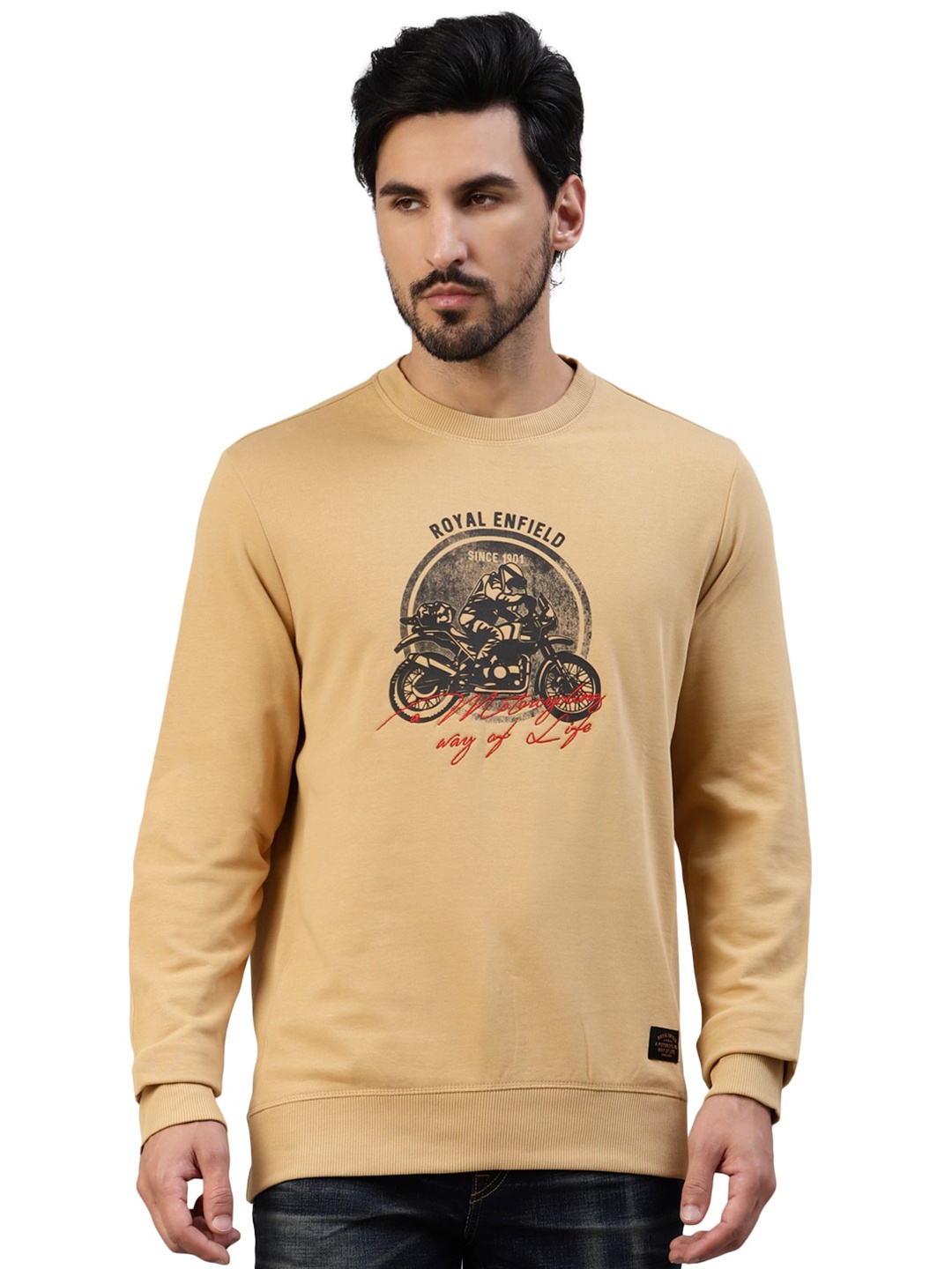 

Royal Enfield Graphic Printed Long Sleeves Cotton Sweatshirt, Khaki