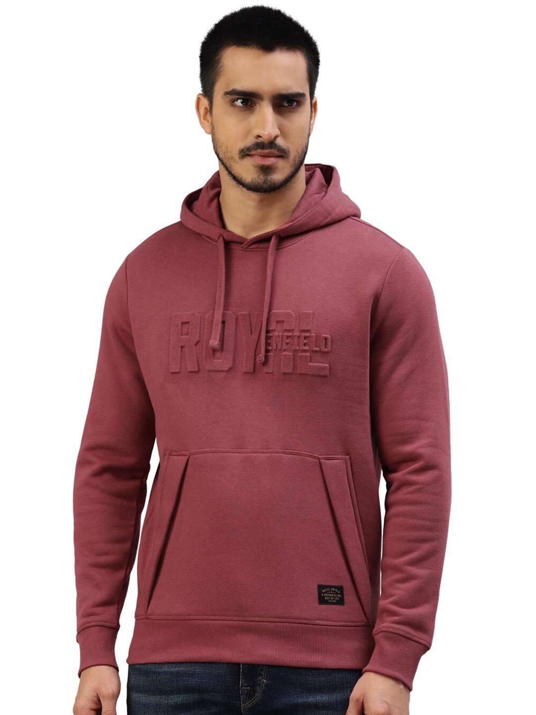 

Royal Enfield Typography Embossed Long Sleeves Hooded Cotton Sweatshirt, Pink