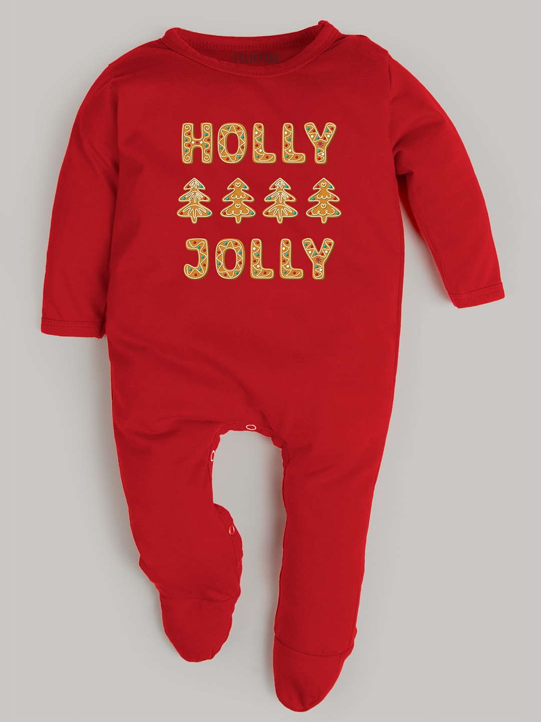 

FFLIRTYGO Infants Kids Typography Printed Cotton Sleepsuit, Red