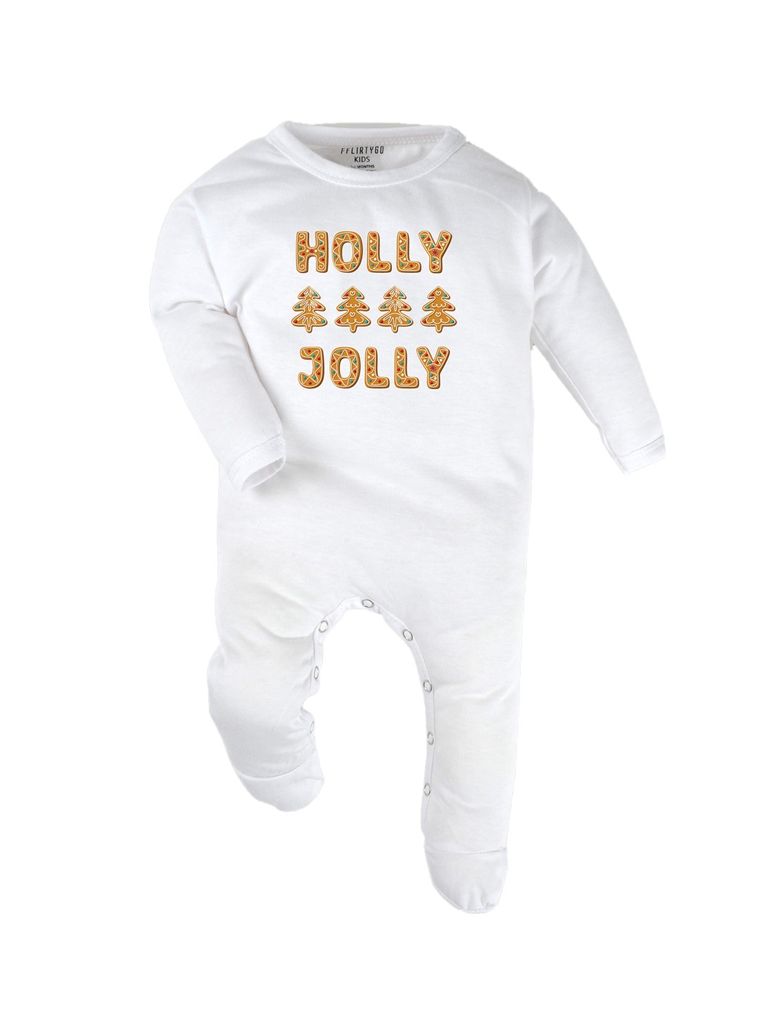 

FFLIRTYGO Infants Typography Printed Cotton Sleepsuit, White