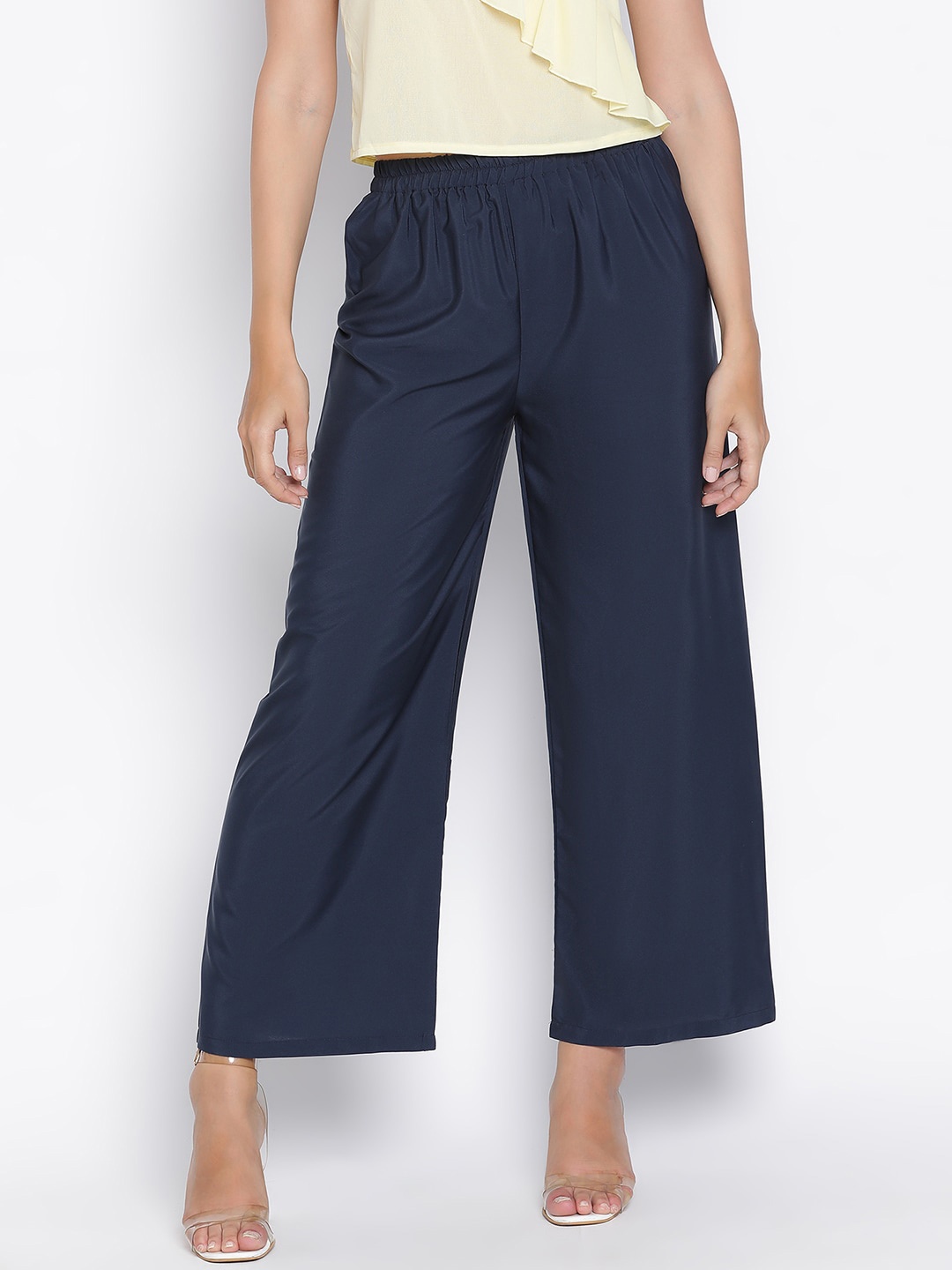 

DRAAX Fashions Women Mid Rise Parallel Trousers, Navy blue