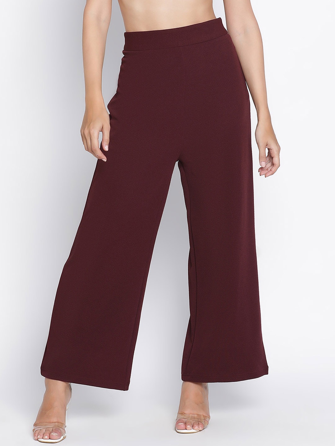 

DRAAX Fashions Women High Rise Parallel Trousers, Maroon