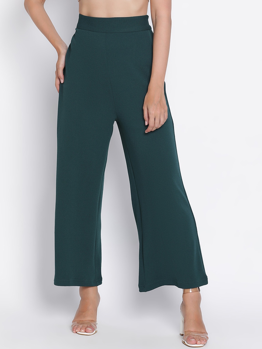 

DRAAX Fashions Women Mid Rise Parallel Trousers, Green