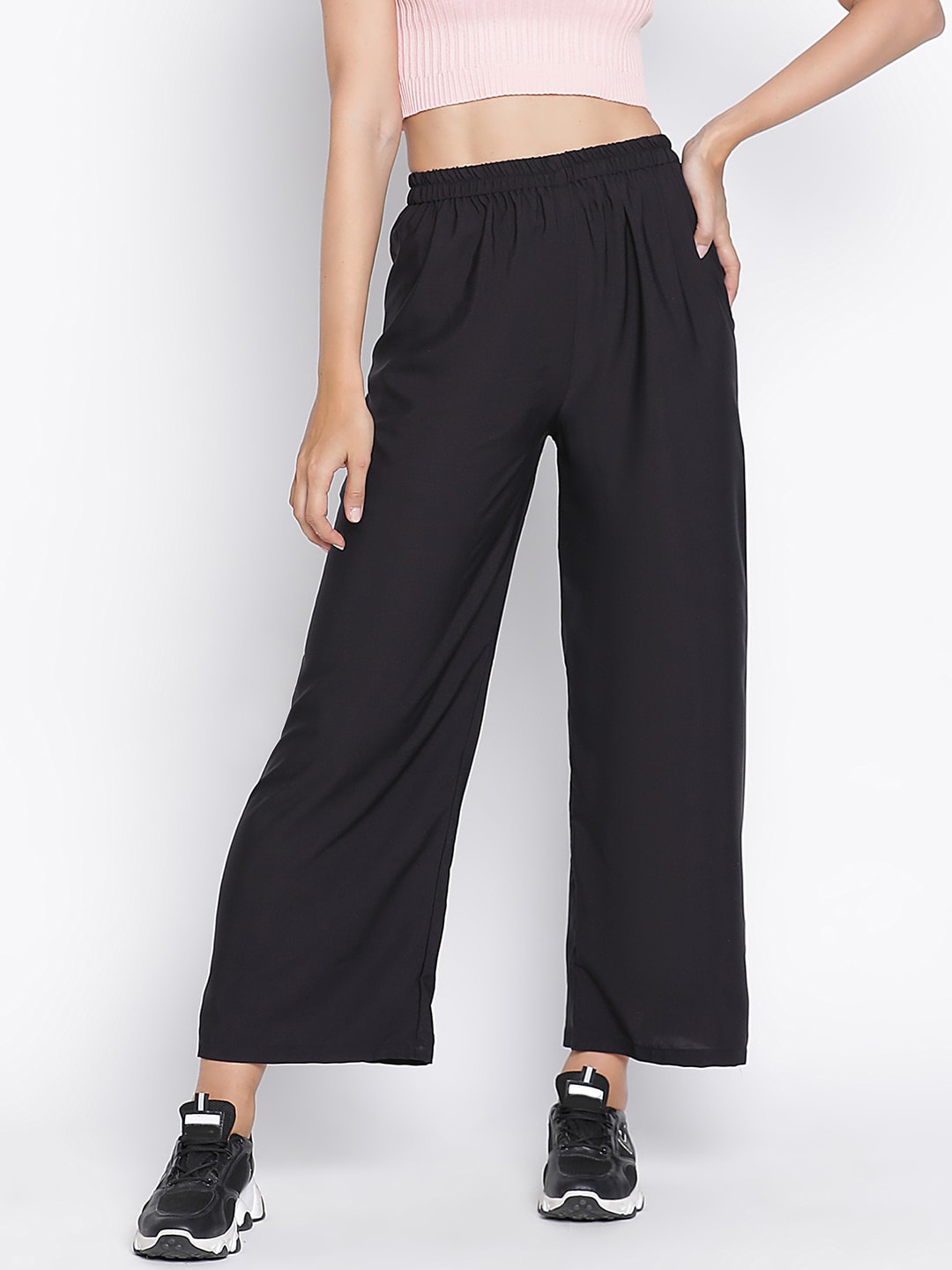 

DRAAX Fashions Women High Rise Parallel Trousers, Black