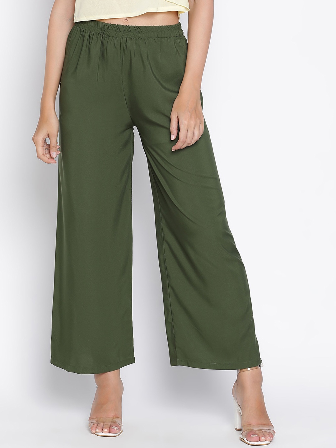 

DRAAX Fashions Women Mid Rise Parallel Trousers, Green