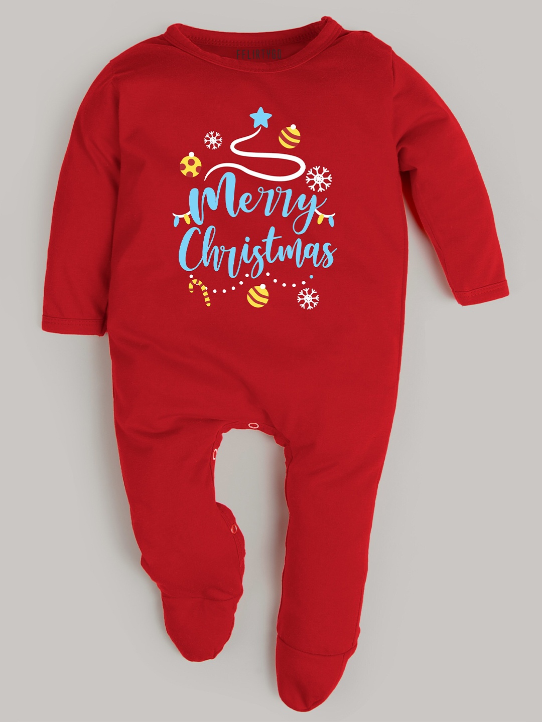 

FFLIRTYGO Infants Christmas Printed Cotton Sleepsuit, Red