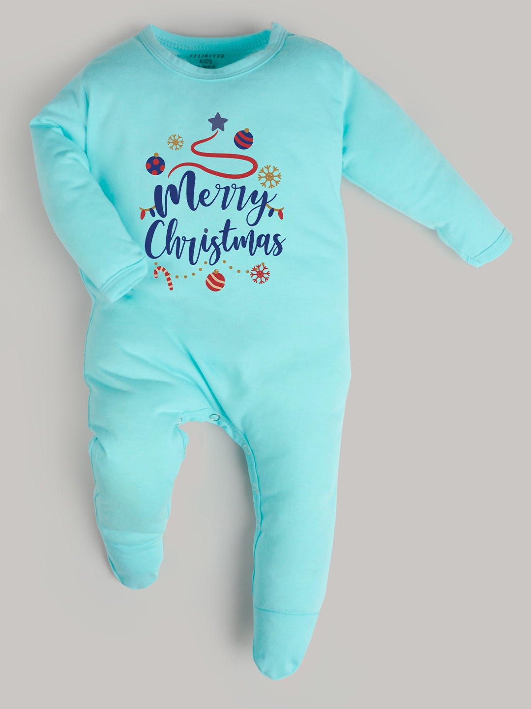 

FFLIRTYGO Infants Printed Cotton Sleepsuit, Turquoise blue