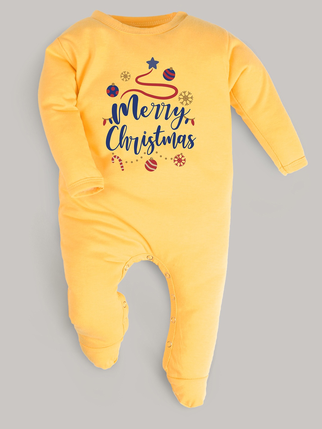 

FFLIRTYGO Infant Kids Christmas Special Printed Cotton Sleepsuit, Yellow