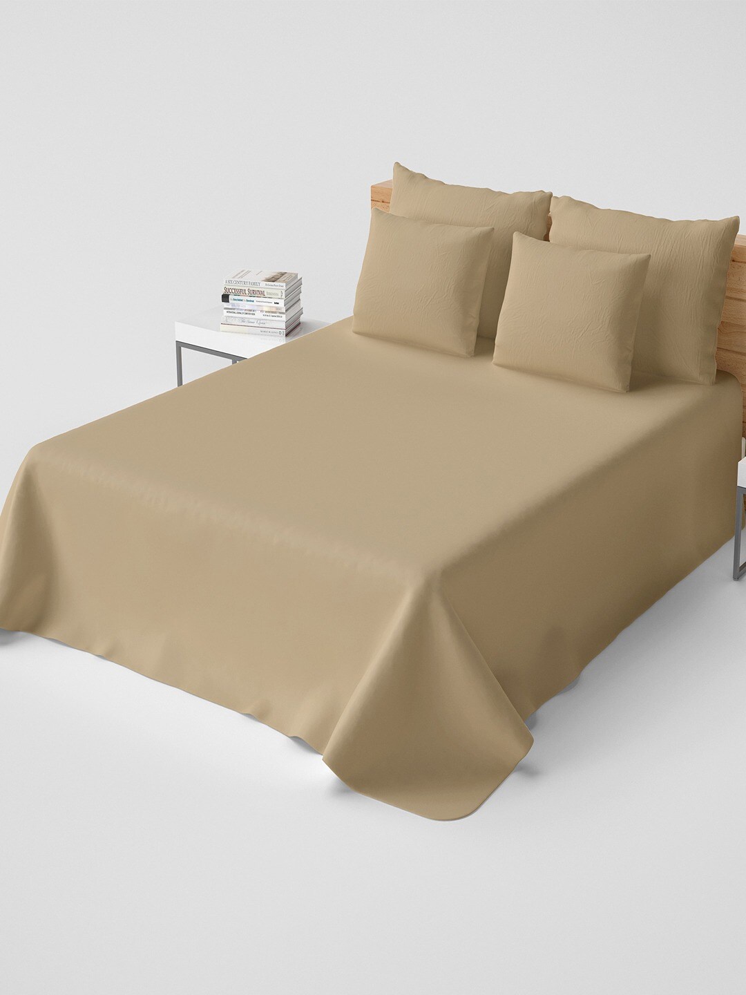 

Himeya Brown Cotton 210 TC Single Bedsheet With 2 Pillow Covers