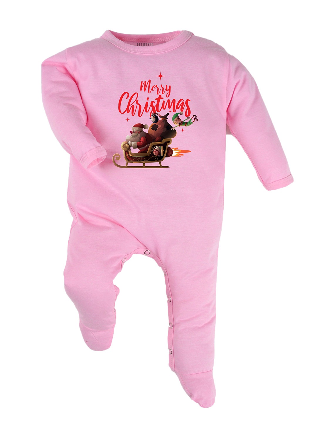 

FFLIRTYGO Infants Typography Printed Cotton Sleepsuit, Pink