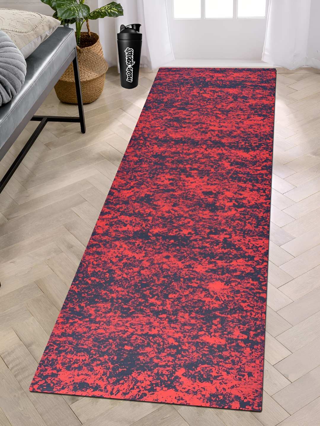 

COMFIDELITAS Red Printed Rectangular Anti-Skid Yoga Mat