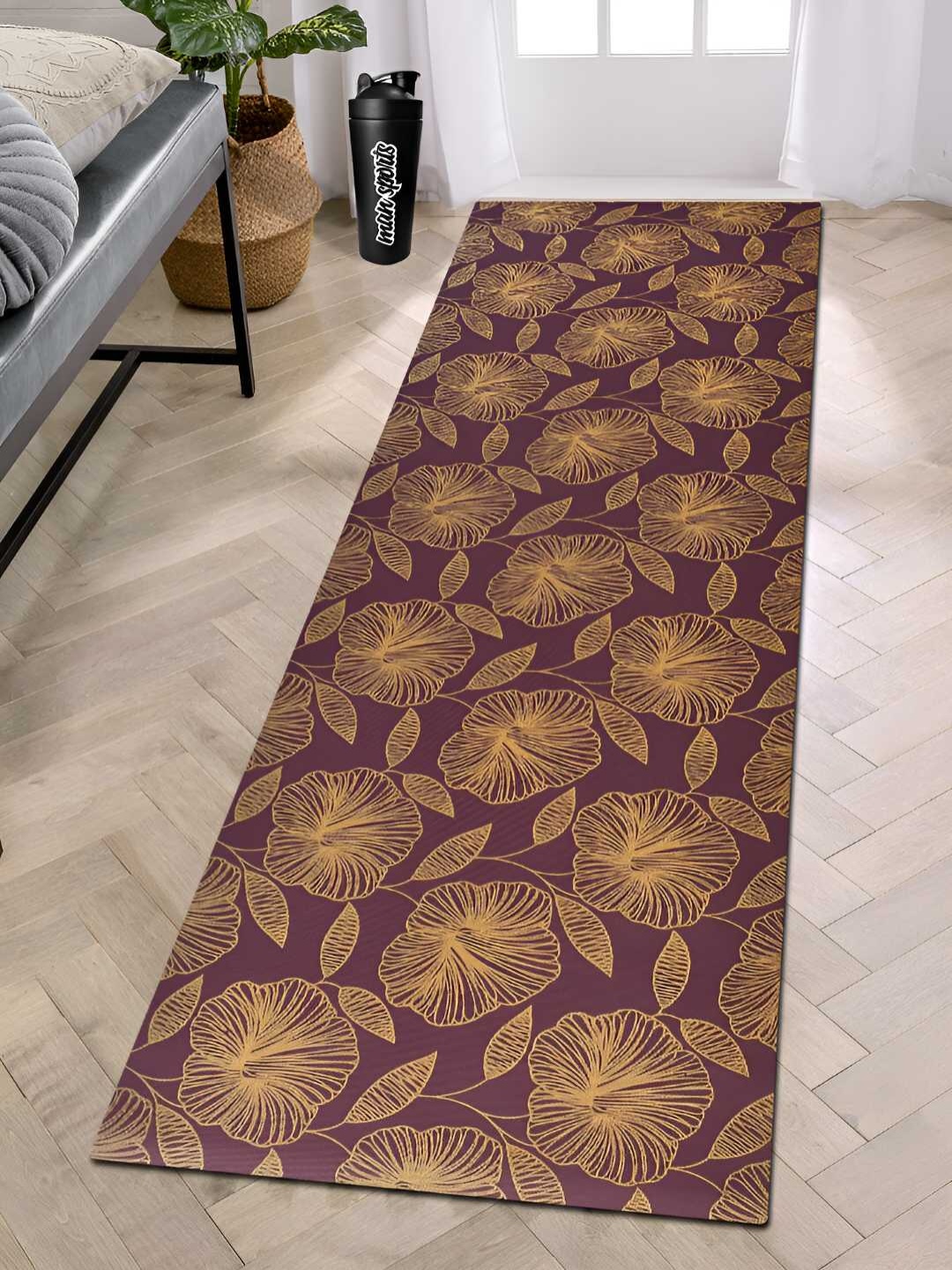 

COMFIDELITAS Purple & Yellow Printed Rectangular Anti-Skid Yoga Mat