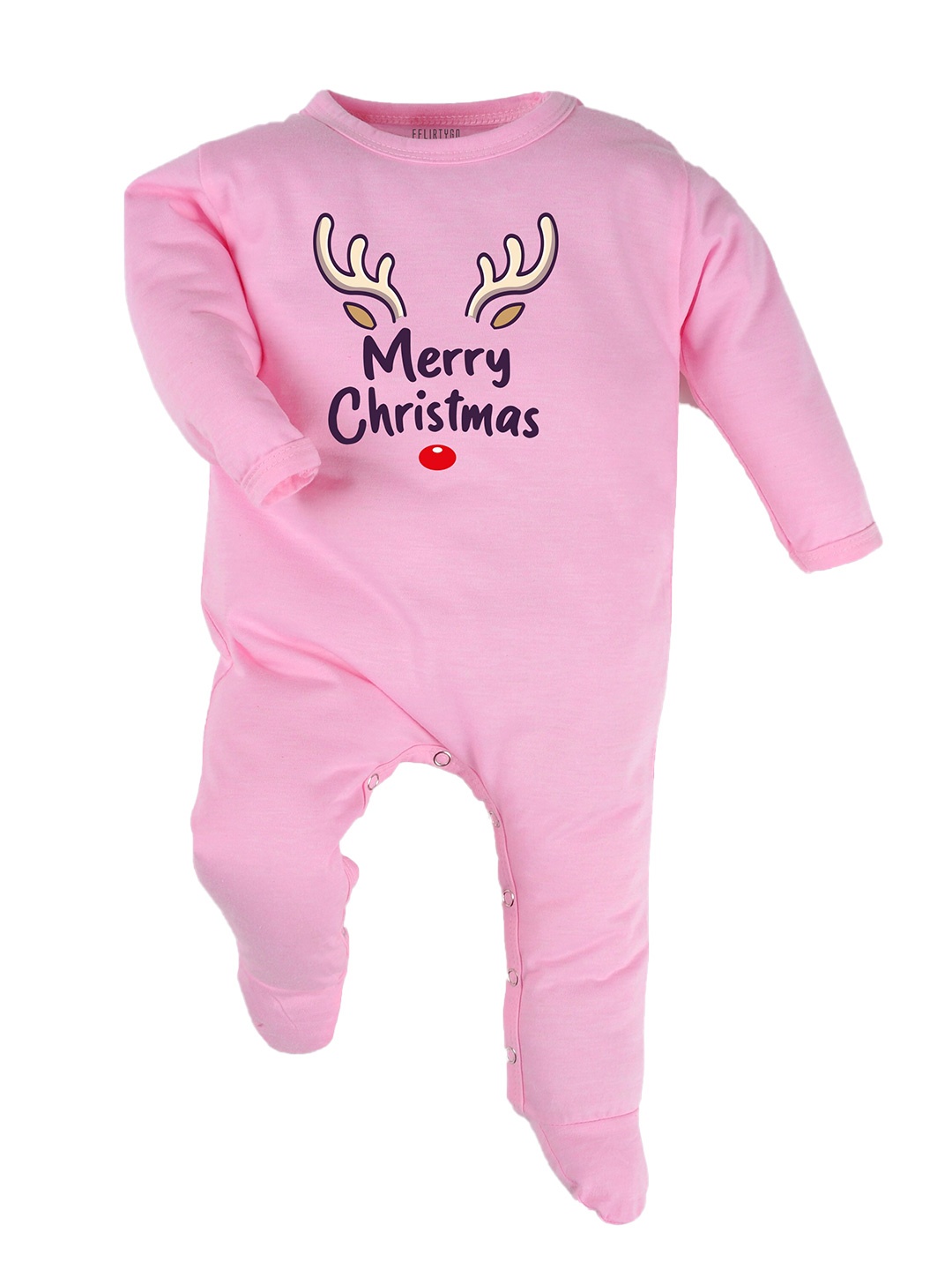

FFLIRTYGO Infants Typography Printed Cotton Sleepsuit, Pink