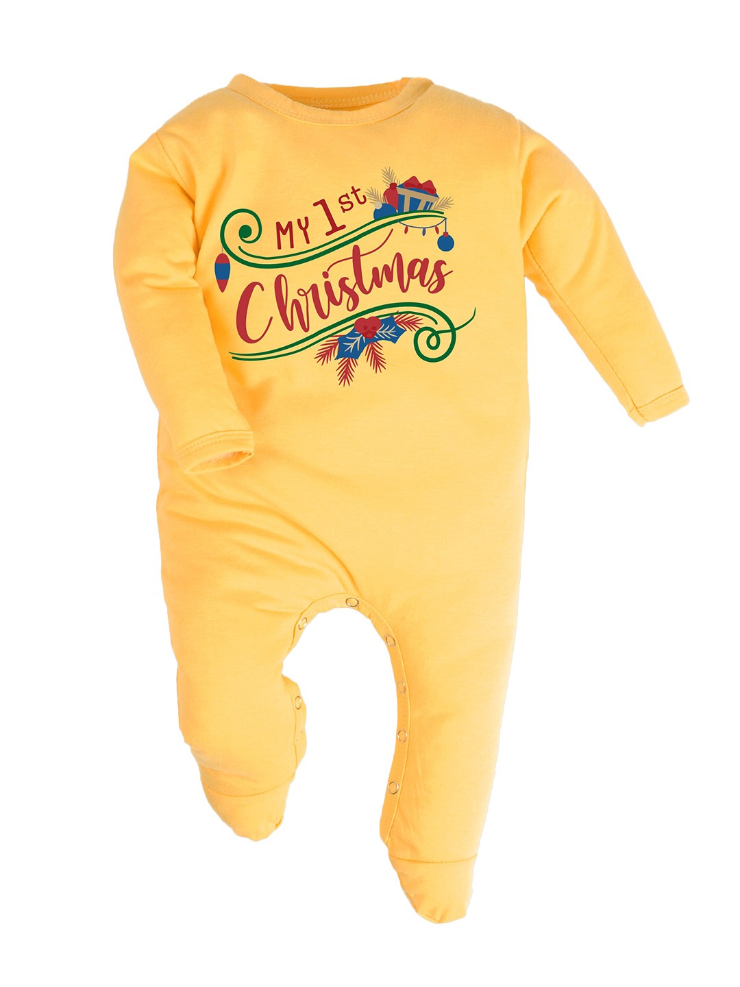 

FFLIRTYGO Infants Kids Typography Printed Cotton Sleepsuit, Yellow