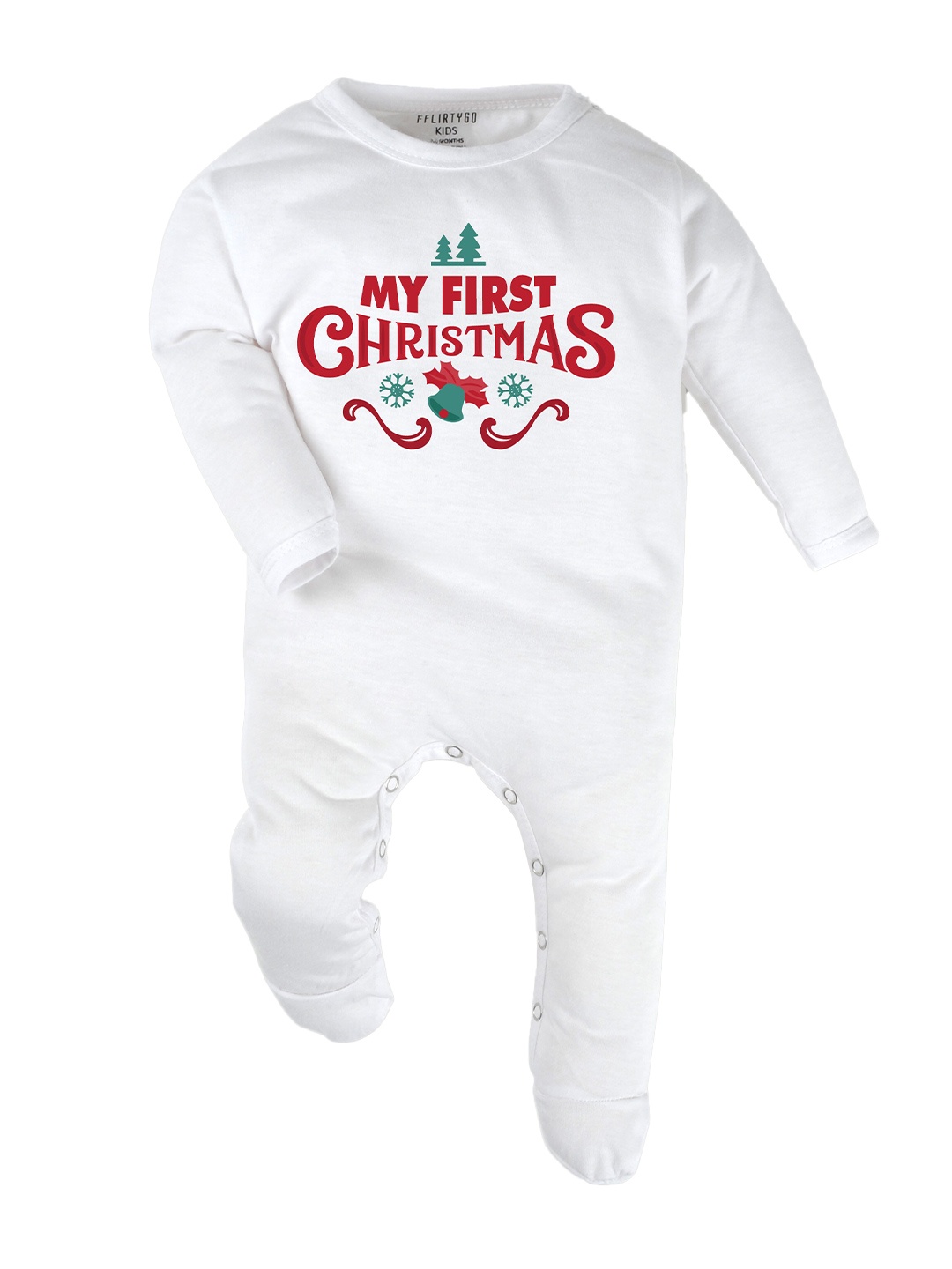 

FFLIRTYGO Infant Kids Typography Printed Cotton Sleepsuit, White