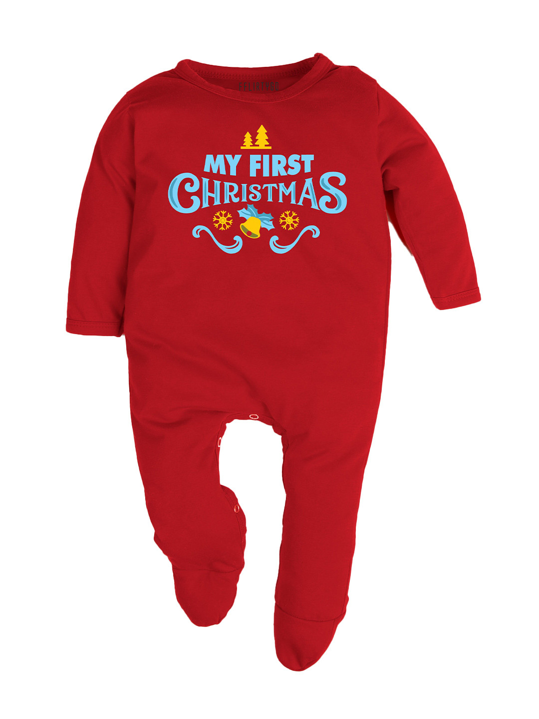 

FFLIRTYGO Infants Christmas Special Printed Pure Cotton Sleepsuit, Red