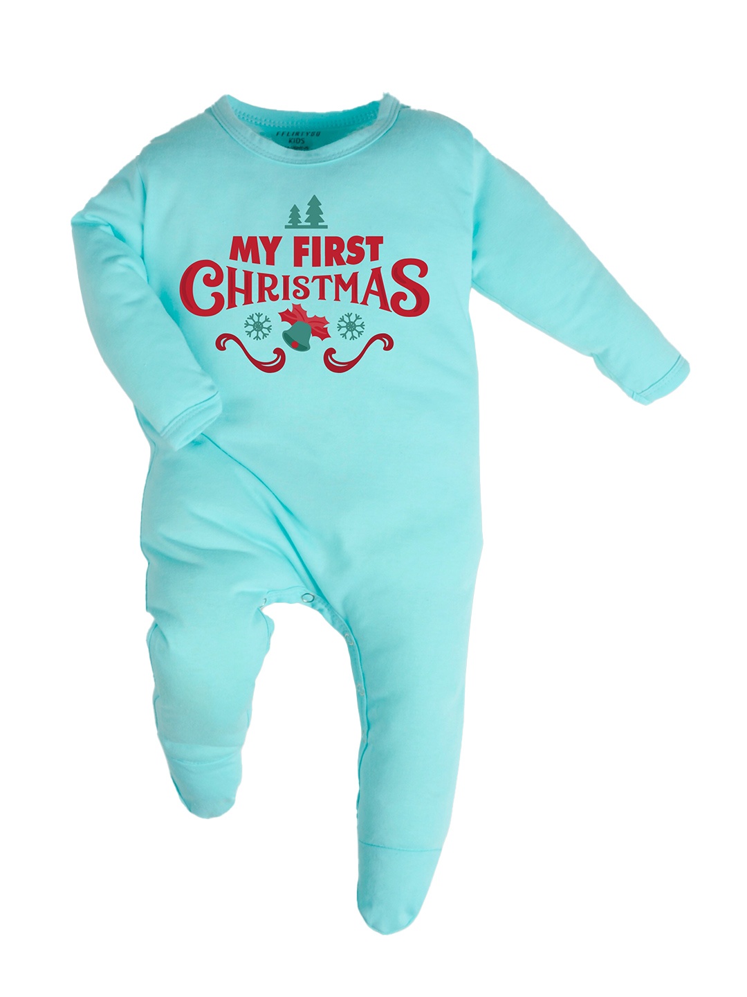 

FFLIRTYGO Infant Kids Typography Printed Cotton Sleepsuit, Turquoise blue