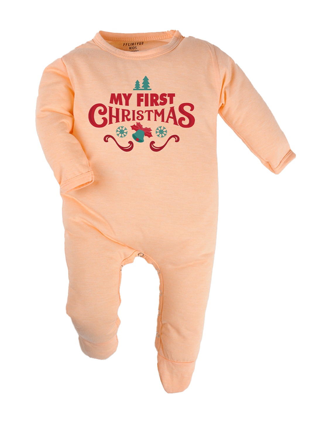 

FFLIRTYGO Infants Typography Printed Pure Cotton Sleepsuit, Peach