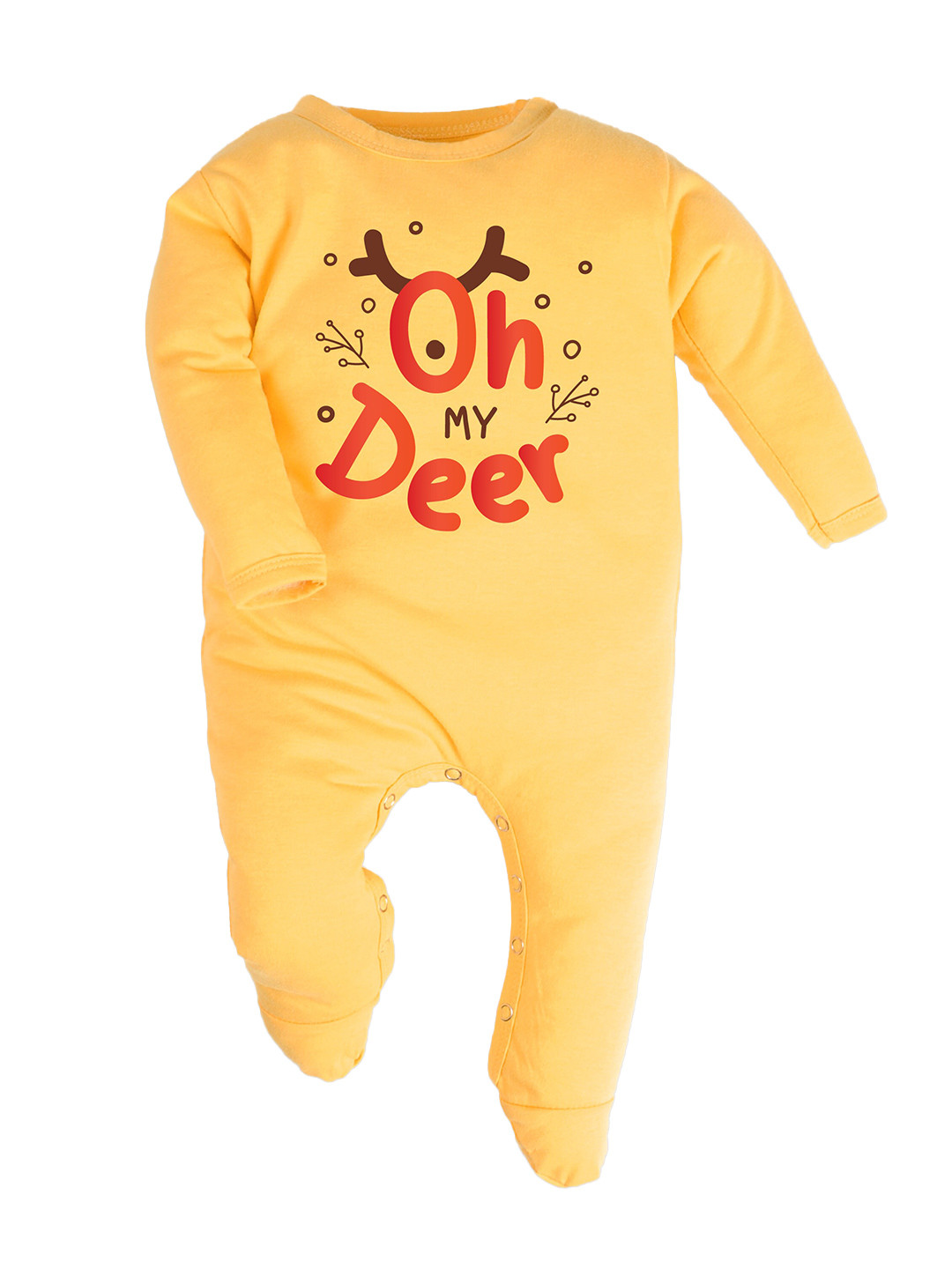 

FFLIRTYGO Infants Christmas Printed Cotton Sleepsuit, Yellow
