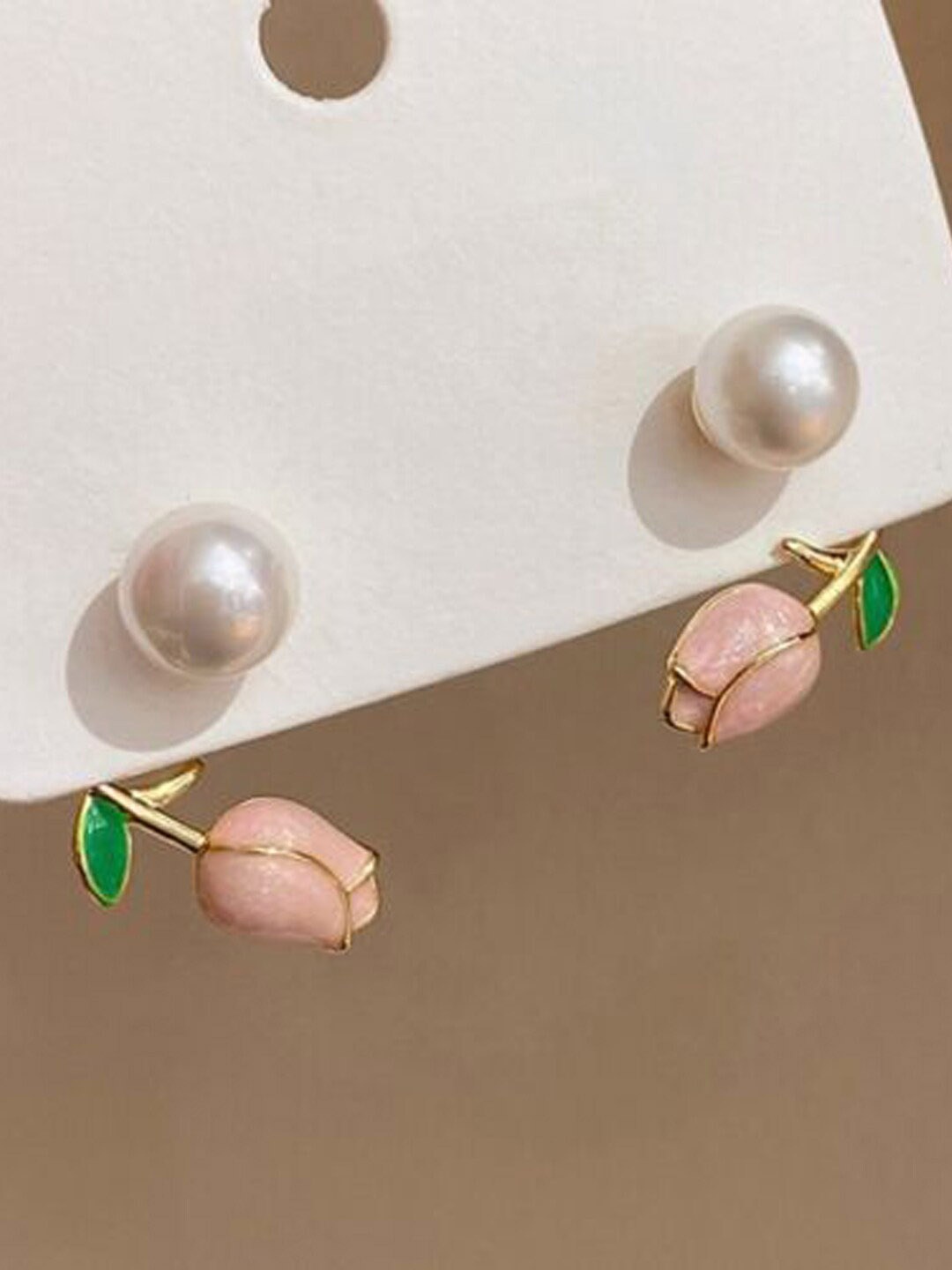 

Krelin Floral Pearl Stud Earrings, Pink