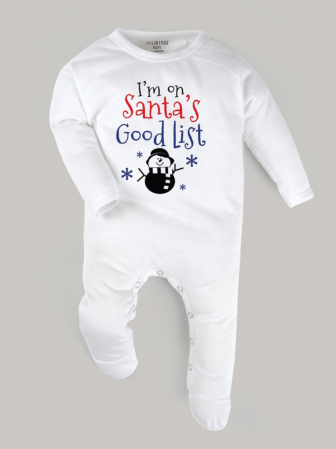 

FFLIRTYGO Infants Typography Printed Pure Cotton Sleepsuit, White