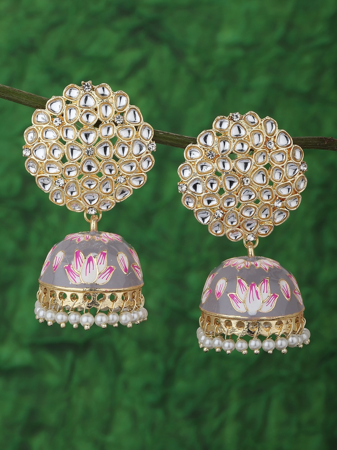 

Carlton London Gold Plated Pearl Enamel Jhumka Earring