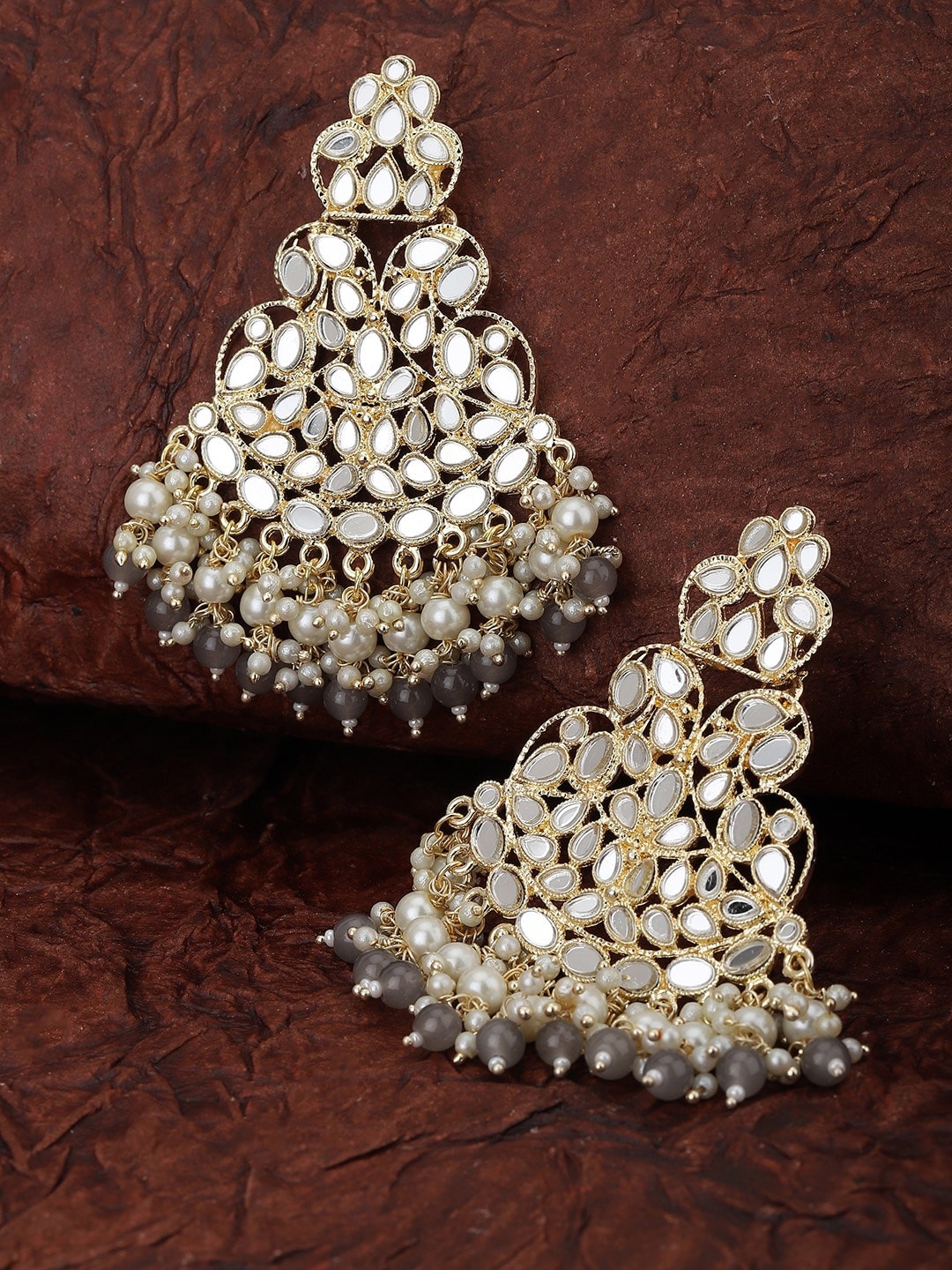 

Carlton London Gold Plated Dangling Pearl Chandelier Jhumka Earring
