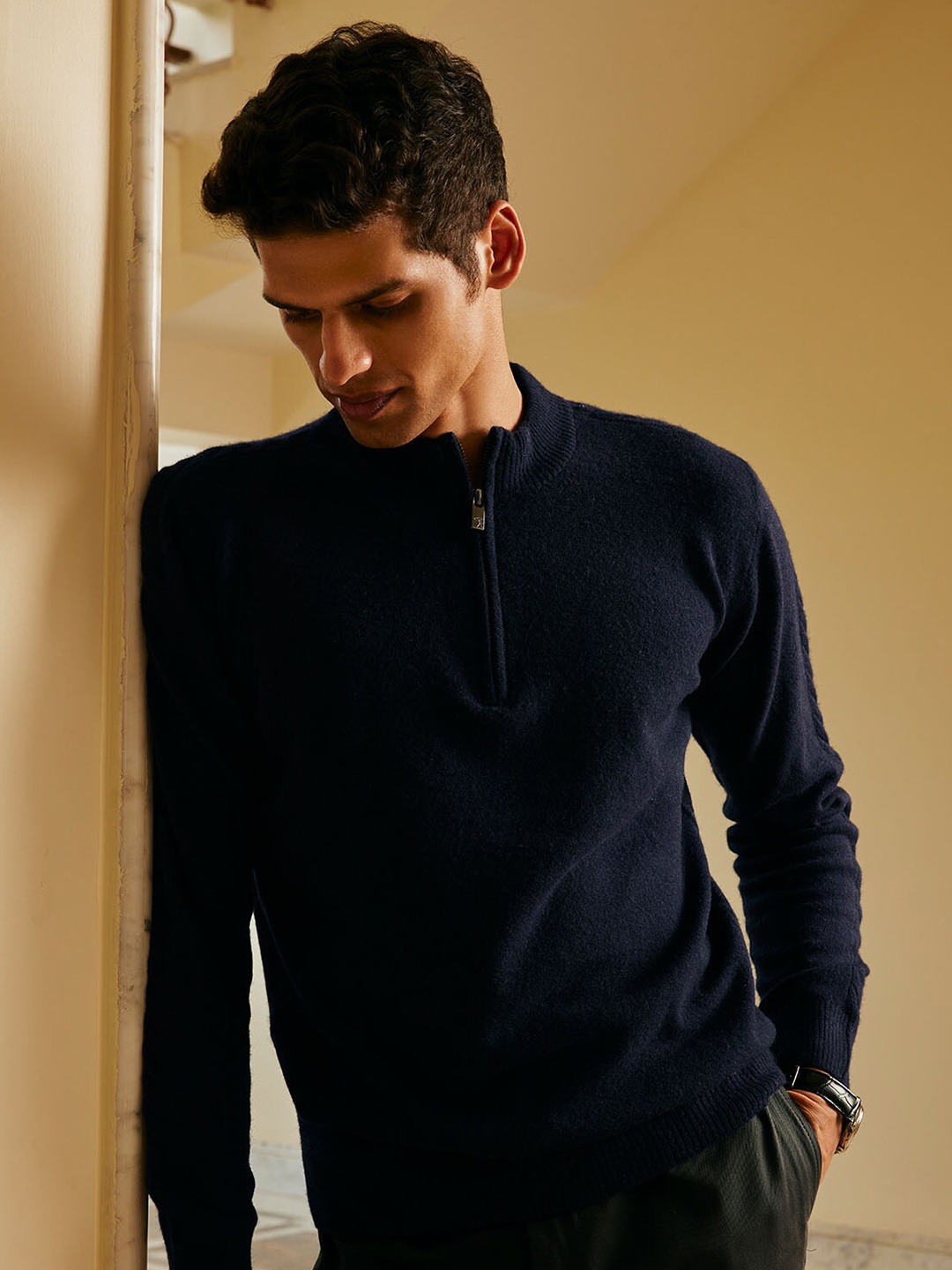 

Andamen Long Sleeves Woollen Pullover, Navy blue