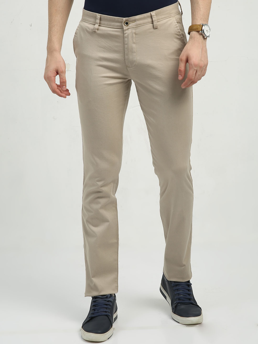 

CP BRO Men Regular Fit Mid-Rise Cotton Chinos Trouser, Beige