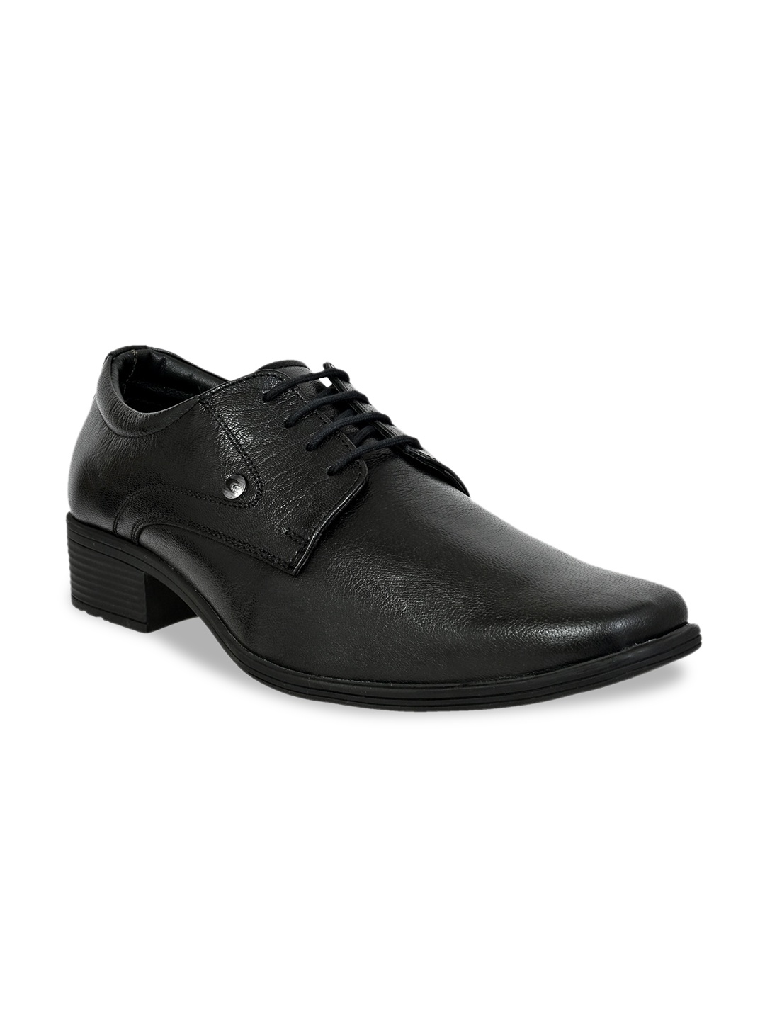 

Allen Cooper Men Textured Leather Formal Derbys, Black