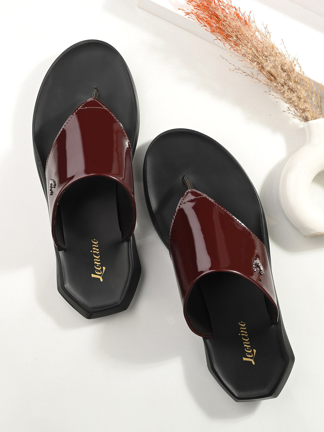 

LEONCINO Men Open Toe Comfort Sandals, Brown