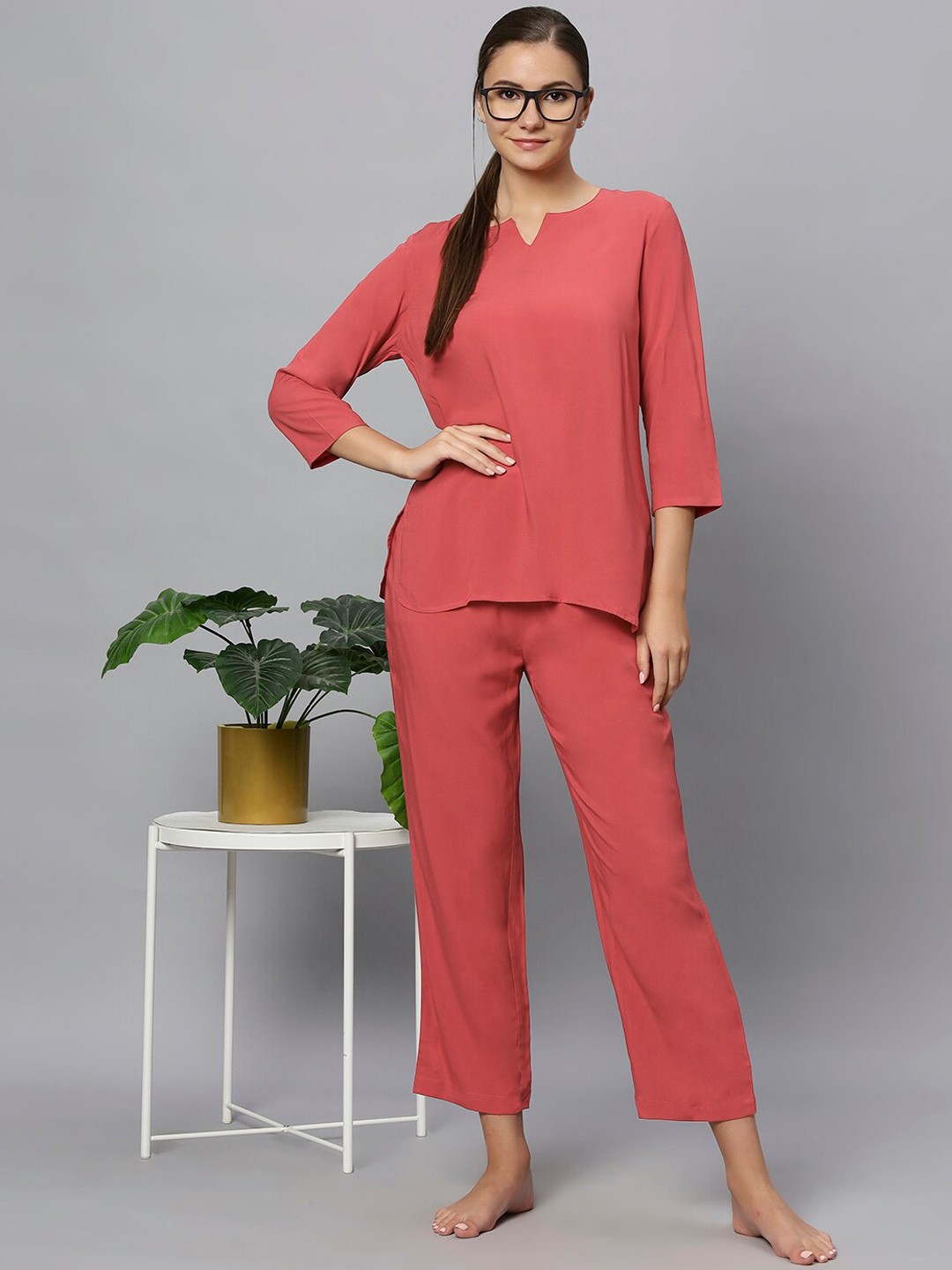 

ETC Round Neck Night suit, Rose
