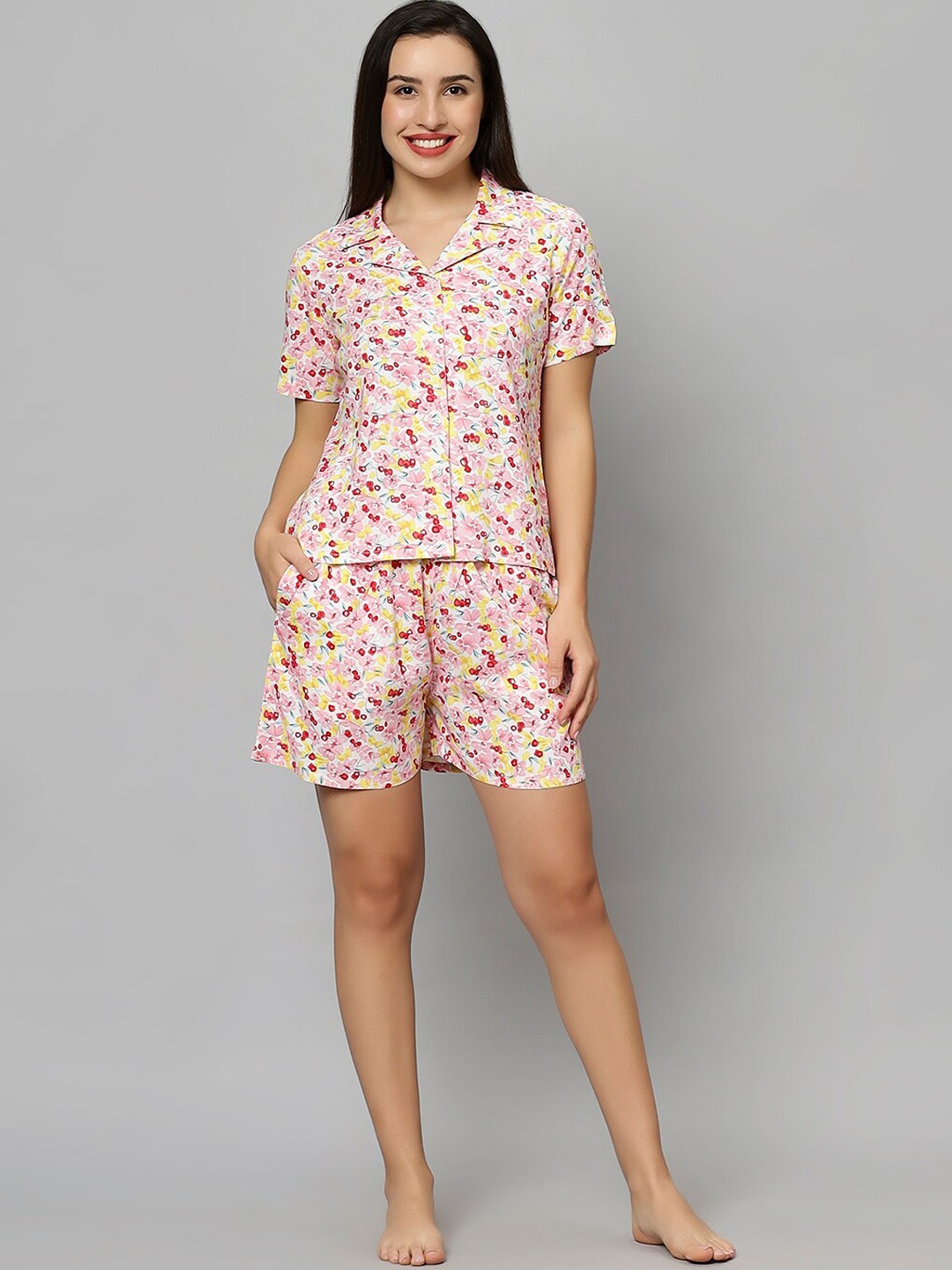 

ETC Abstract Printed Shirt & Shorts, Pink