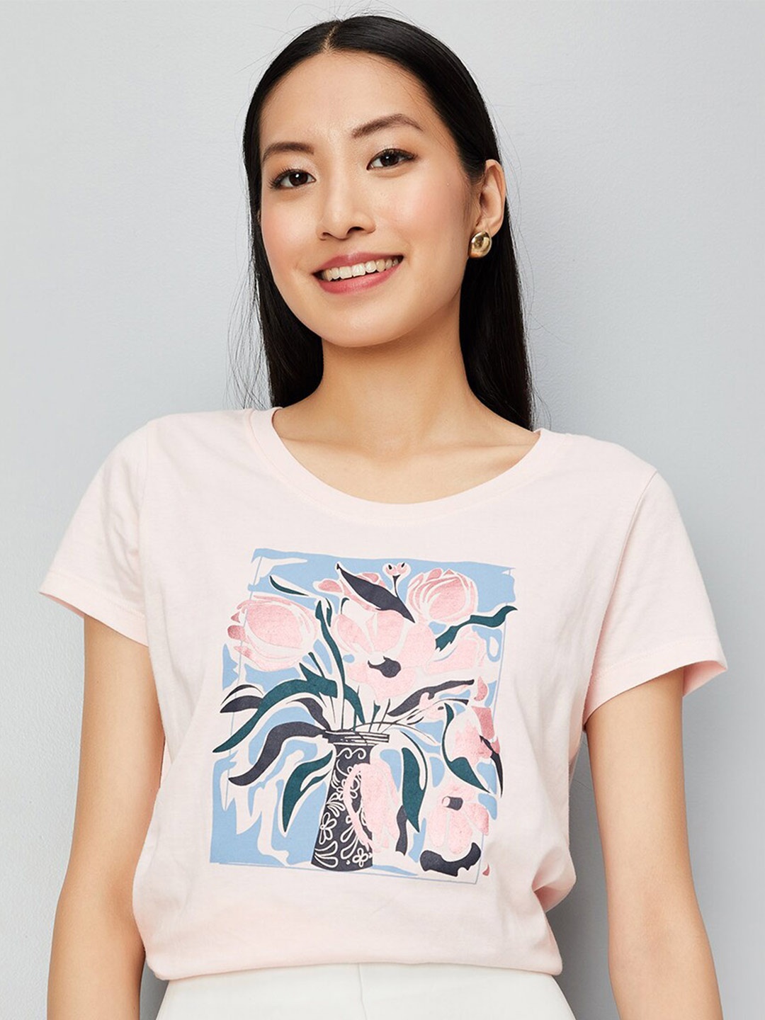 

max Graphic Printed Pure Cotton T-shirt, Pink