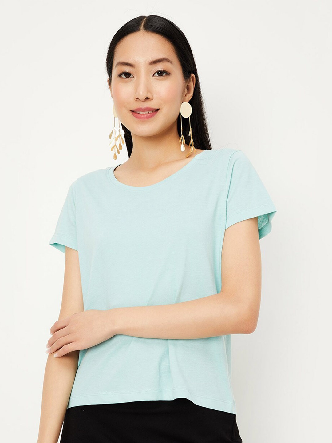 

max Round Neck Short Sleeves T-shirt, Blue