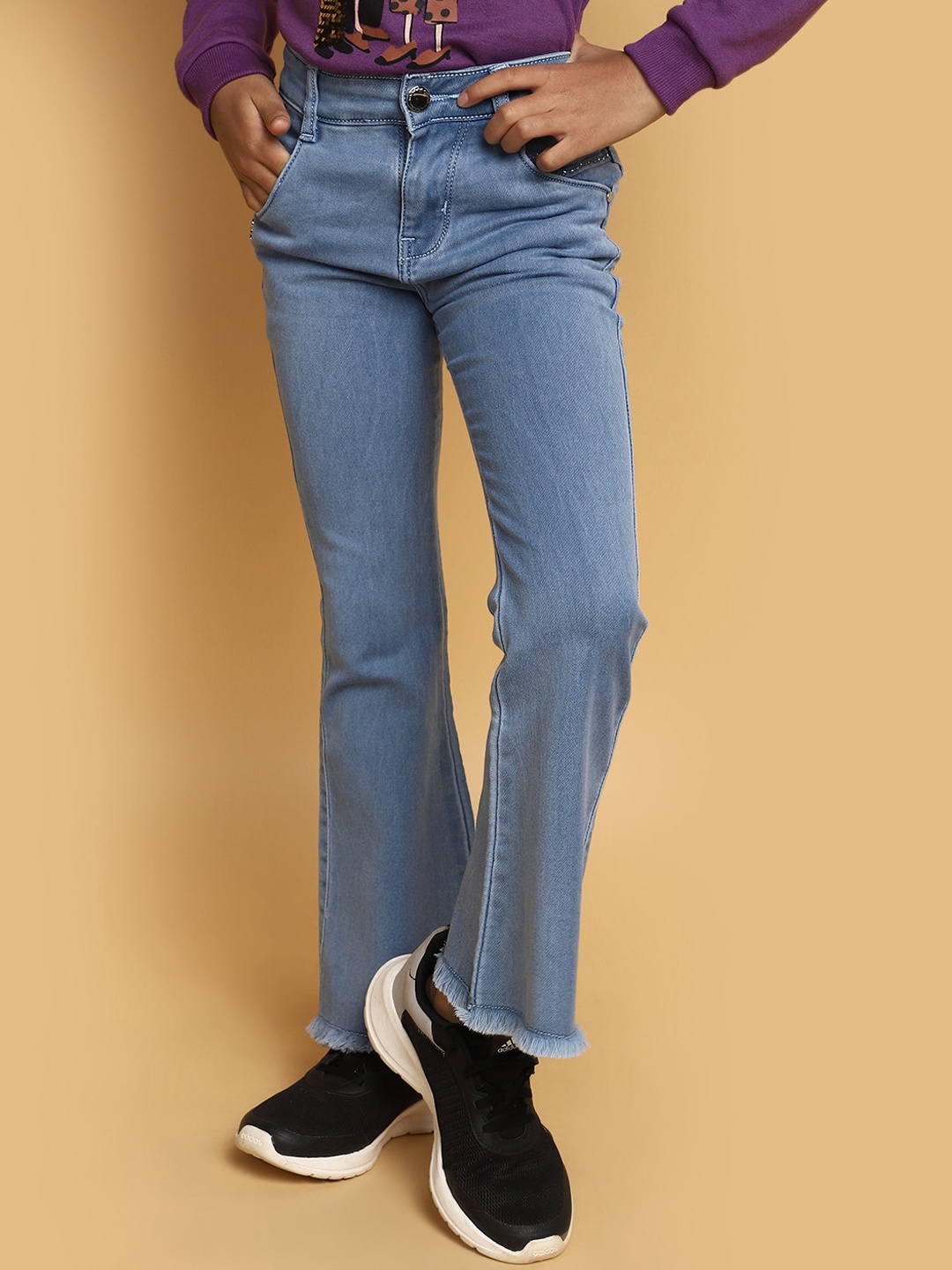

V-Mart Girls Clean Look Mid Rise Cotton Jeans, Blue