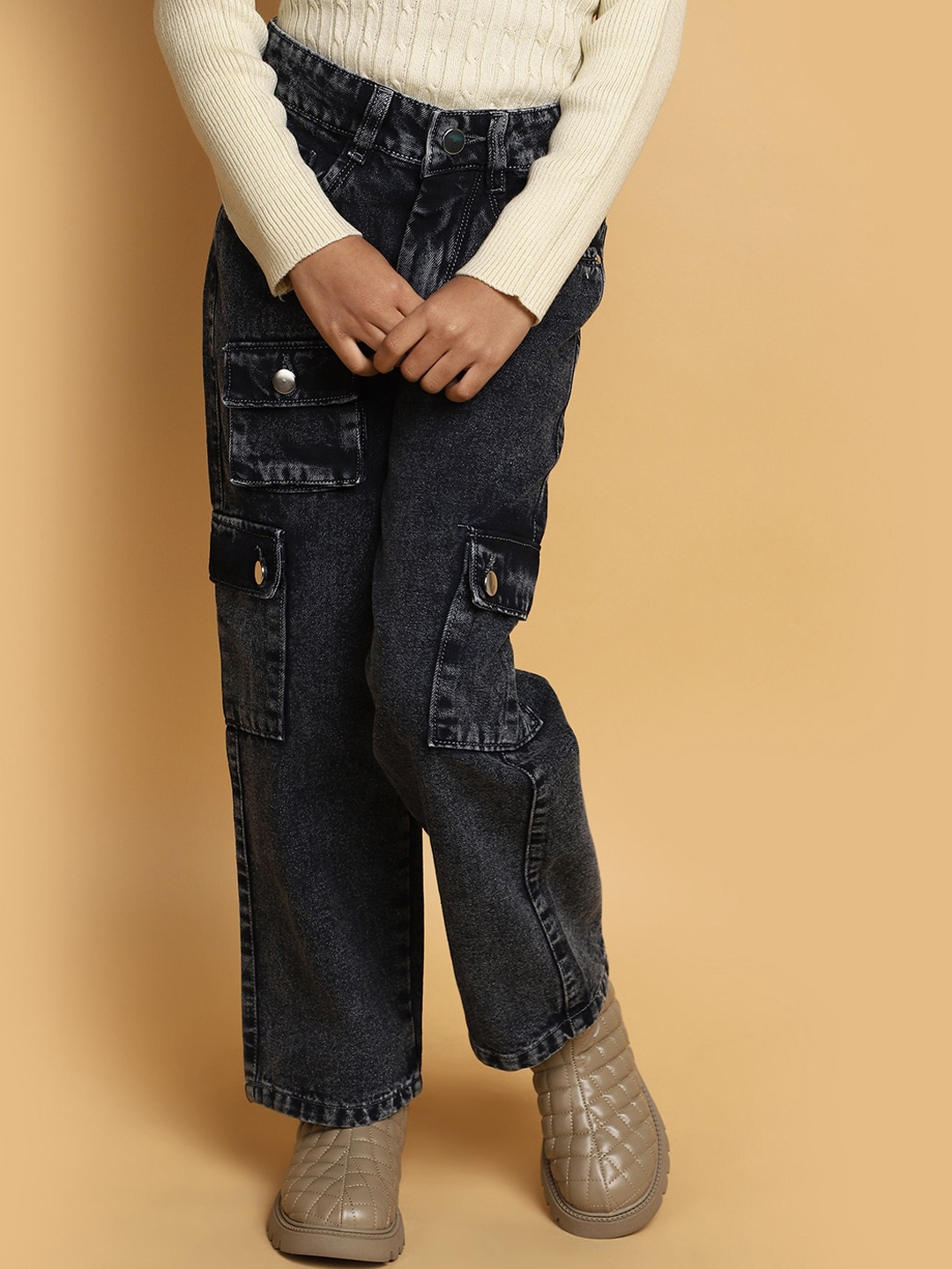 

V-Mart Girls Clean Look Mid Rise Cotton Jeans, Blue