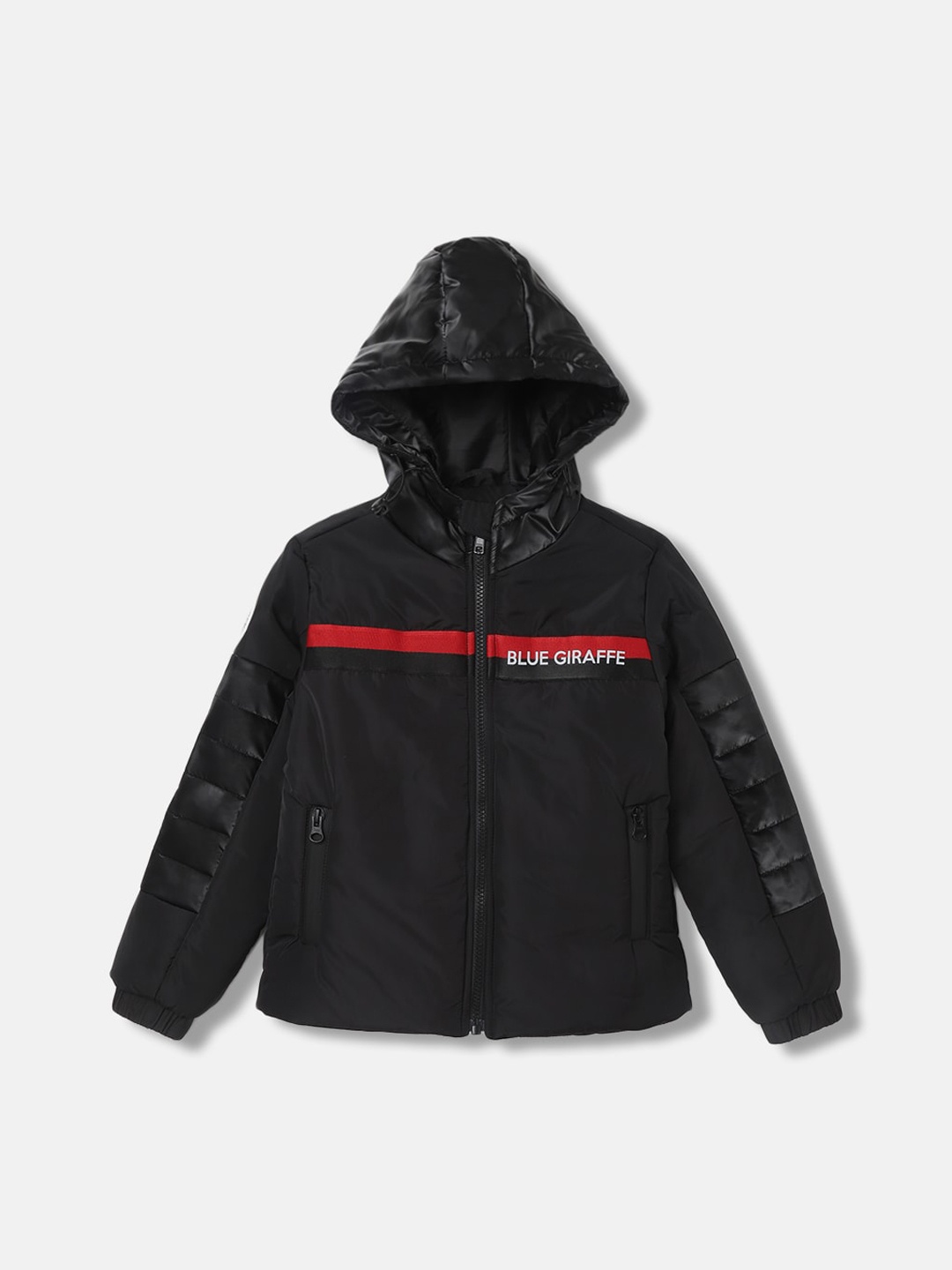 

Blue Giraffe Boys Hooded Bomber Jacket, Black