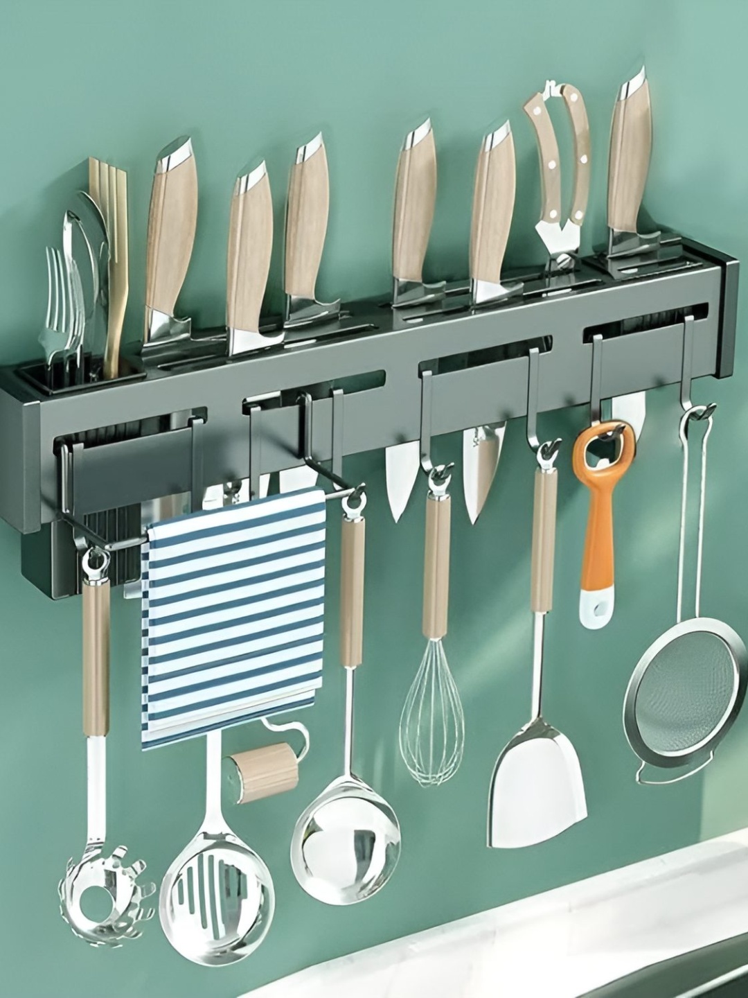

TONY STARK Black Solid Metal Cutlery Rack
