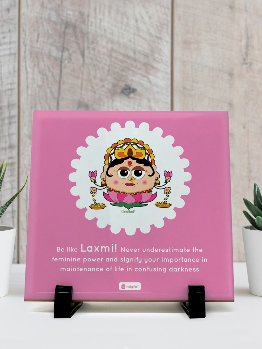 

Indigifts Pink Printed Maa Lakshmi Ceramic Idol Showpiece