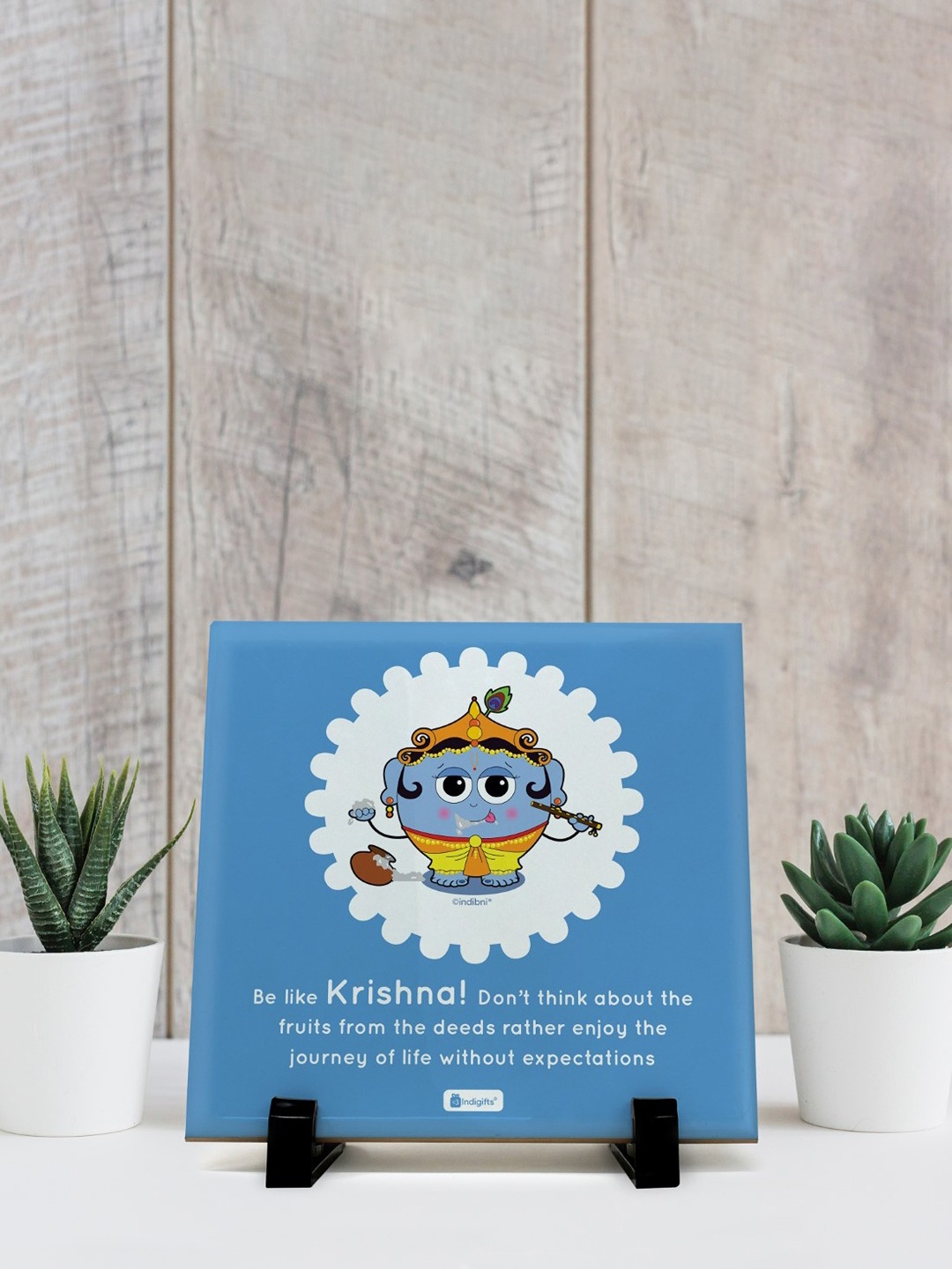 

Indigifts Almighty Blue & White Printed Ceramic Tile Showpieces