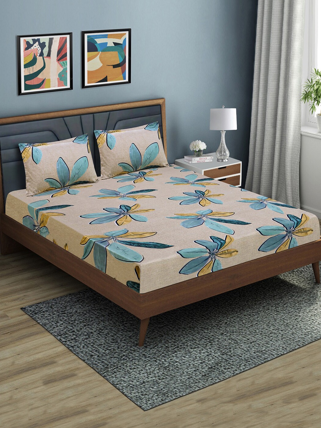 

Good Homes by Home Candy Brown Microfiber 140 TC Queen Bedsheet With 2 Pillow Covers