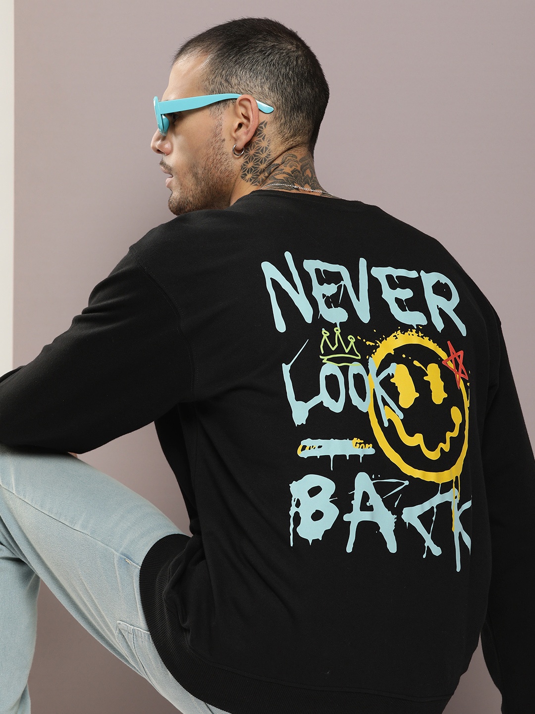 Kook N Keech Men Typography Printed Sweatshirt, Black