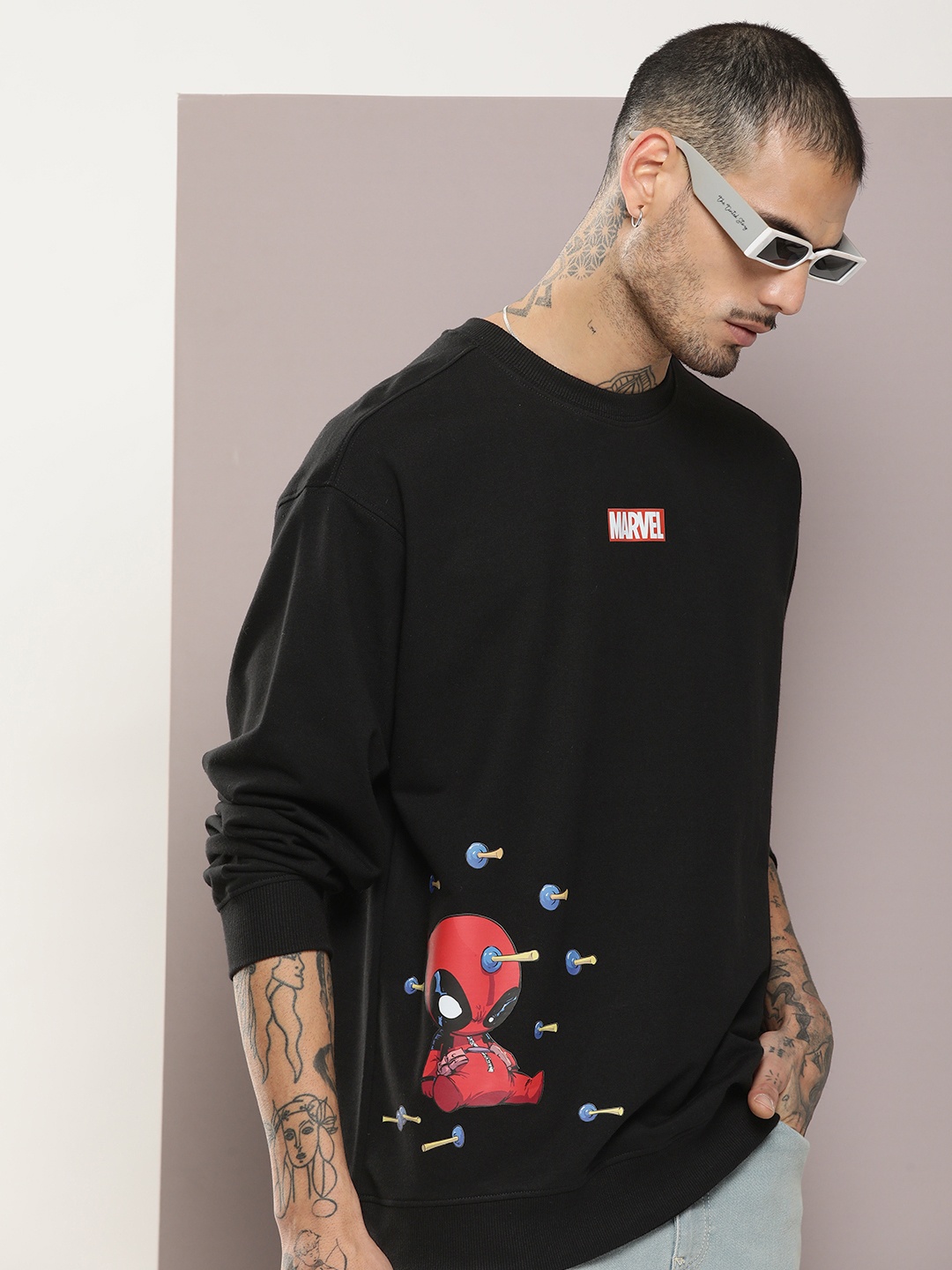 

Kook N Keech Marvel Men Deadpool Printed Sweatshirt, Black
