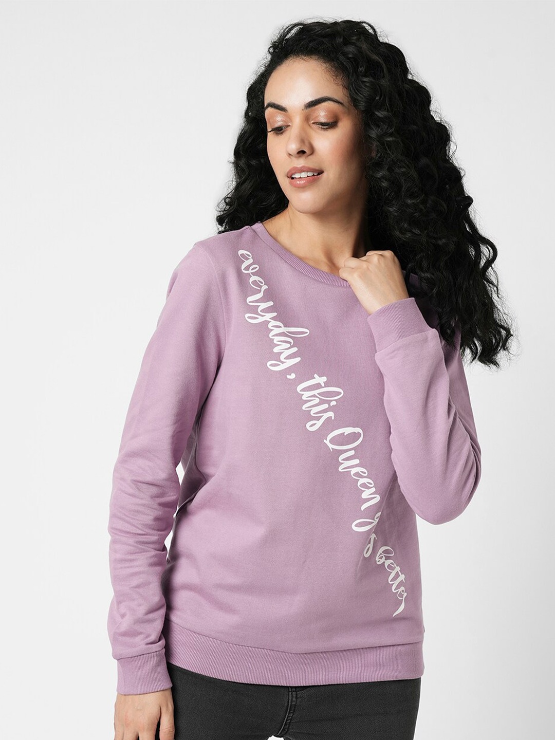 

Vero Moda Typography Printed Pure Cotton Sweatshirt, Lavender