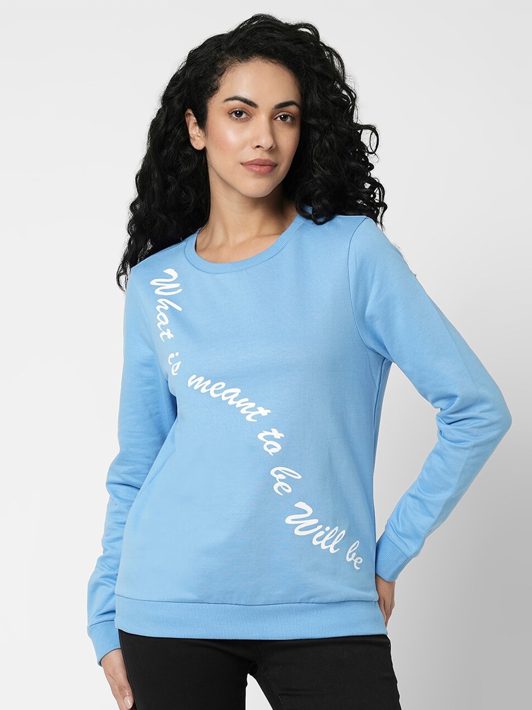 

Vero Moda Typography Printed Pure Cotton Sweatshirt, Blue