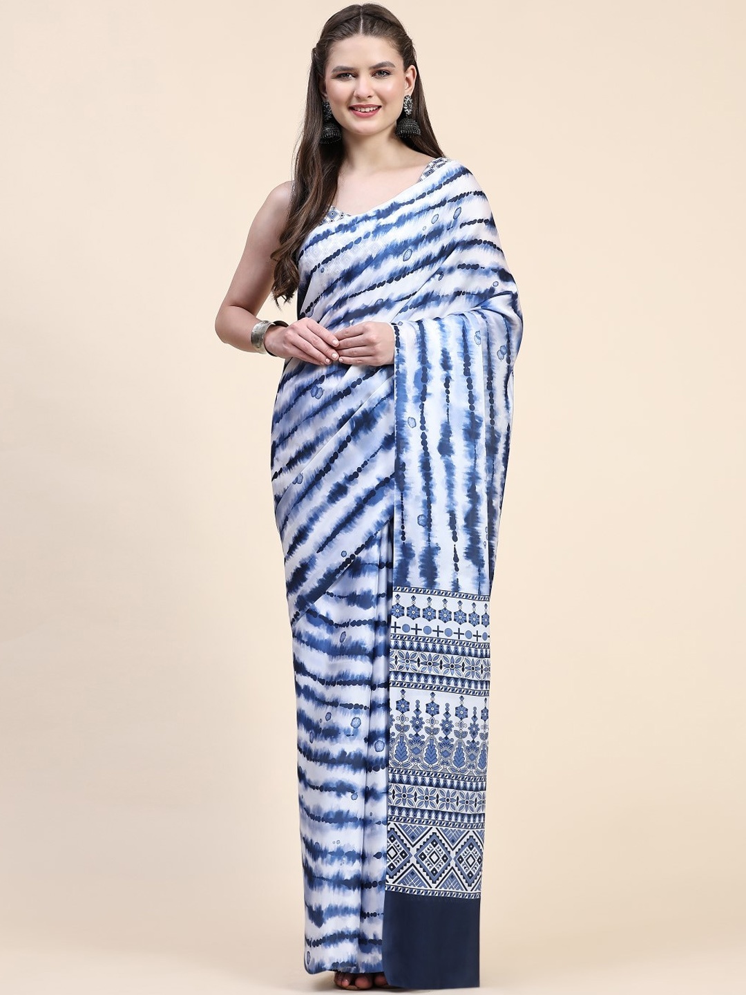 

PRATIBIMB Tie & Dye Dyed Silk Cotton Saree, Blue